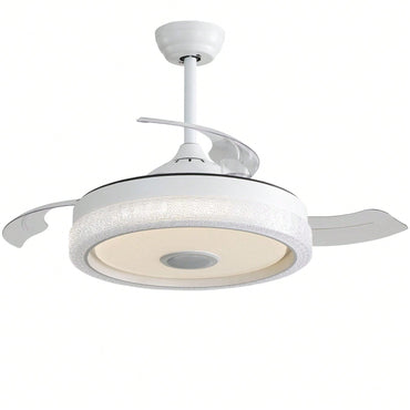42 Inch Modern Invisible Ceiling Fan with Remote Control Reversible DC Motor and 36W LED Light Smart App Control ETL Certified