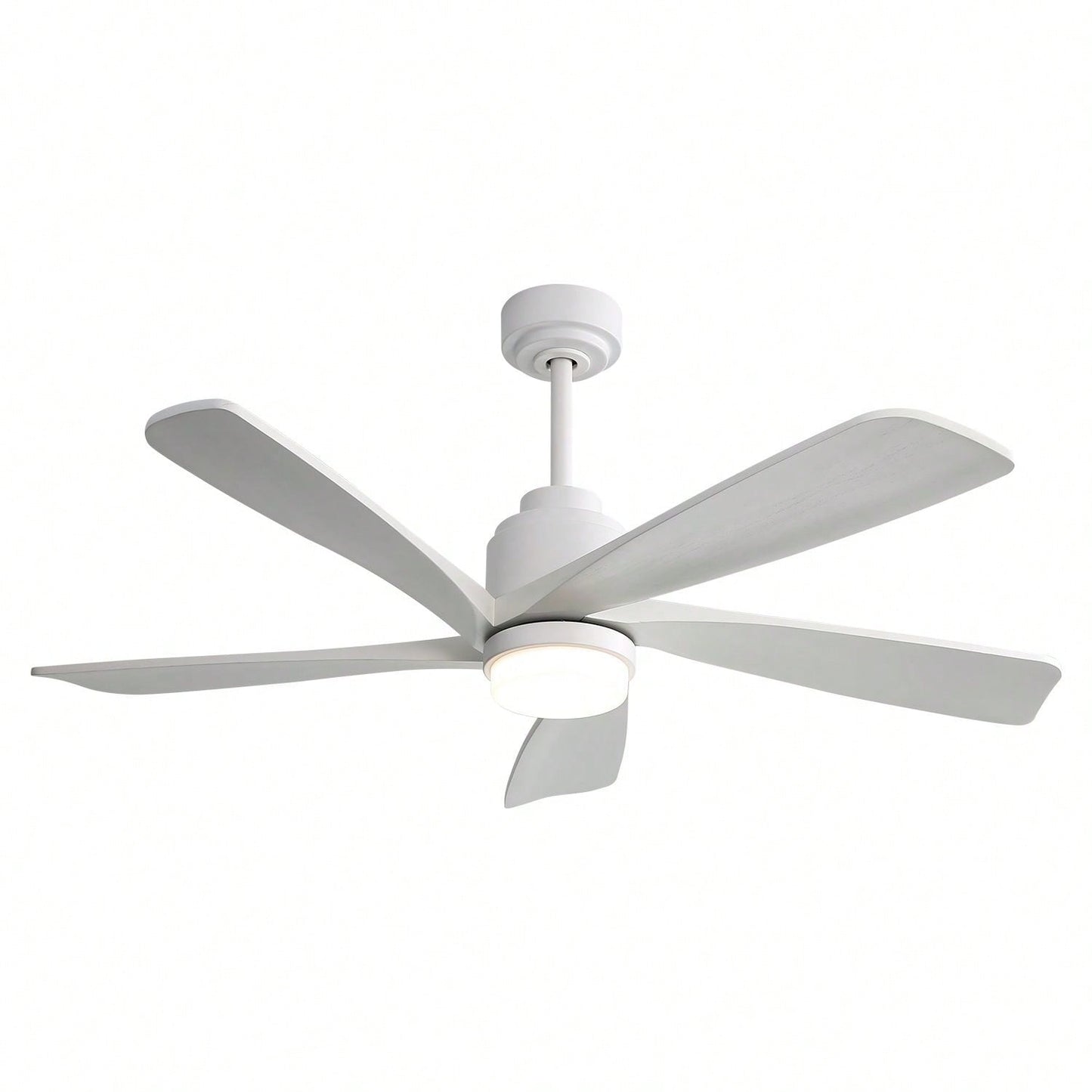 52 Inch Indoor Ceiling Fan With 120V Dimmable 5 Solid Wood Blades Remote Control Reversible DC Motor With Led Light Minimalist Style