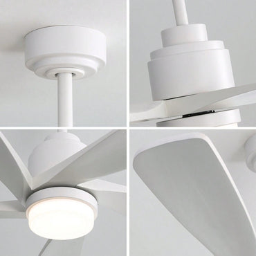 52 Inch Indoor Ceiling Fan With 120V Dimmable 5 Solid Wood Blades Remote Control Reversible DC Motor With Led Light Minimalist Style