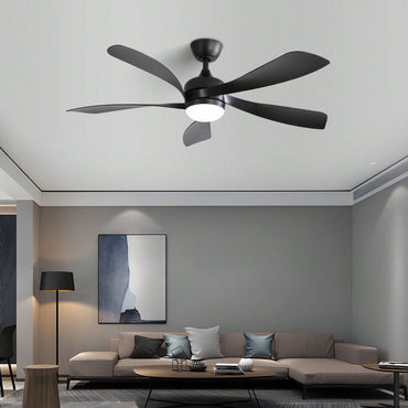 52 Inch Indoor Ceiling Fan With 3 Color Dimmable 5 ABS Blades Remote Control Reversible DC Motor  With Led Light