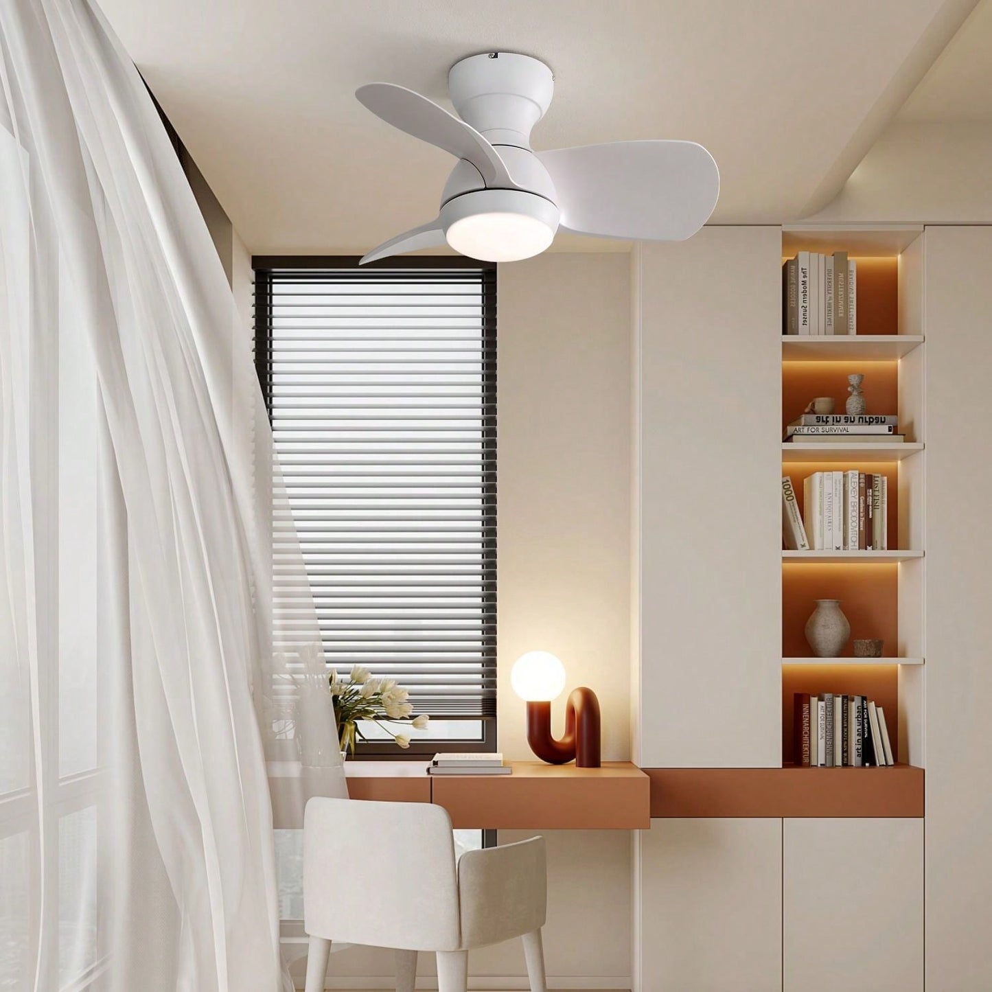 3-Color Dimmable, Powerful/Silent Motor, Sleep Timer & Quiet Motor Indoor Ceiling Fan