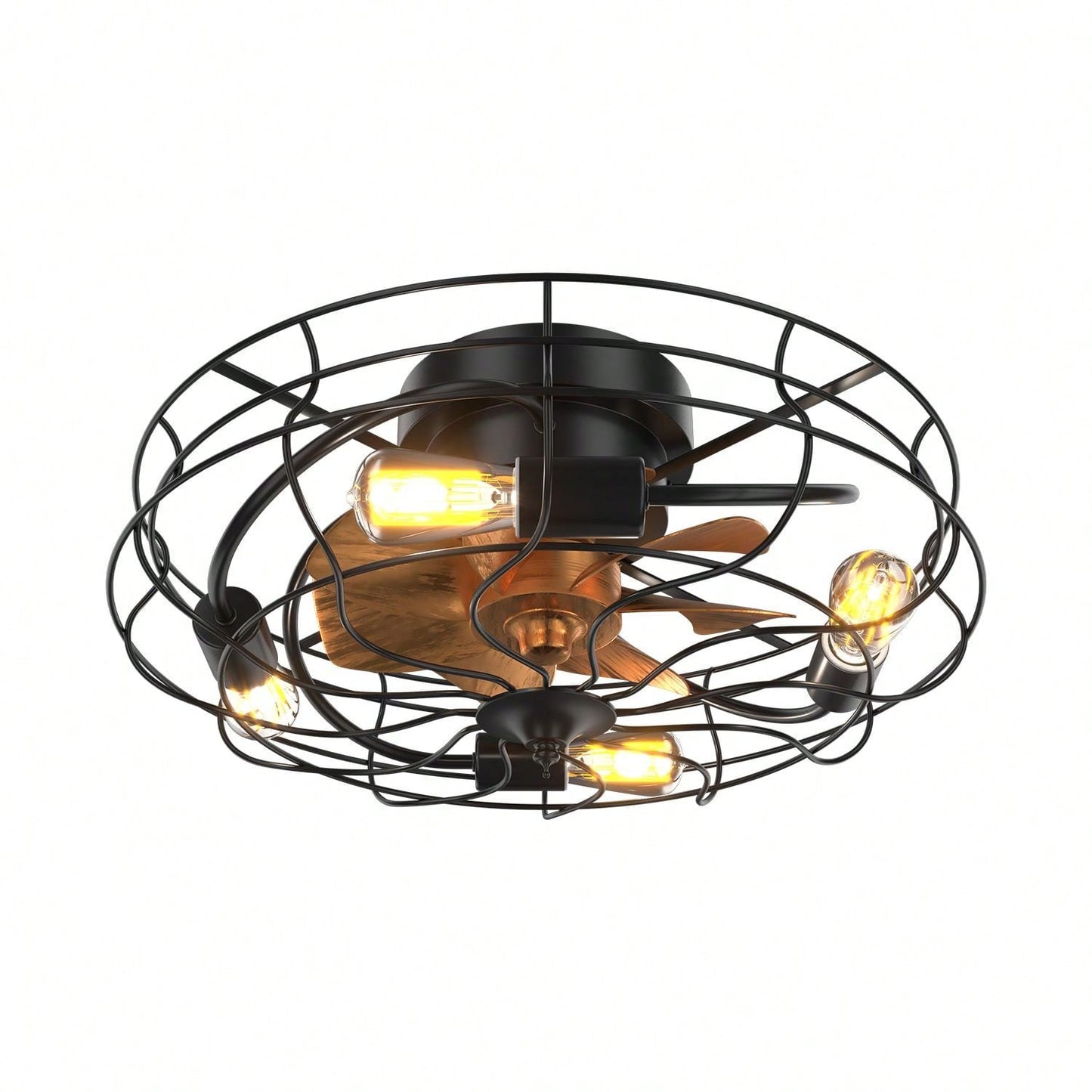 20 Inch Led Ceiling Fan With Matte Black 6 Speed Wind E26 Remote Control Reversible DC Motor For Bedroom
