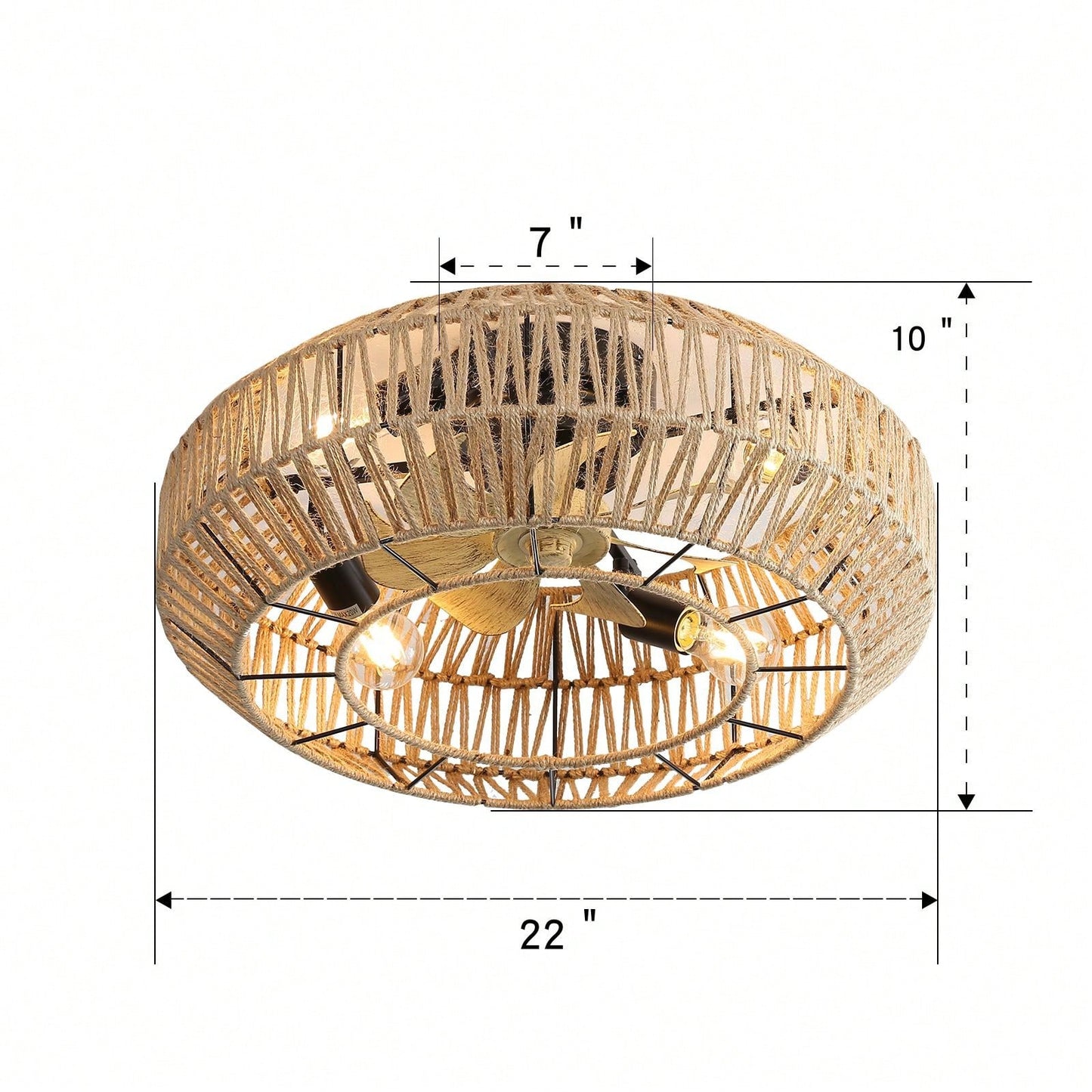 22 Inch New Boho Caged Ceiling Fan With Enclosed Rattan 6 Speeds Remote Control Reversible DC Motor With ETL