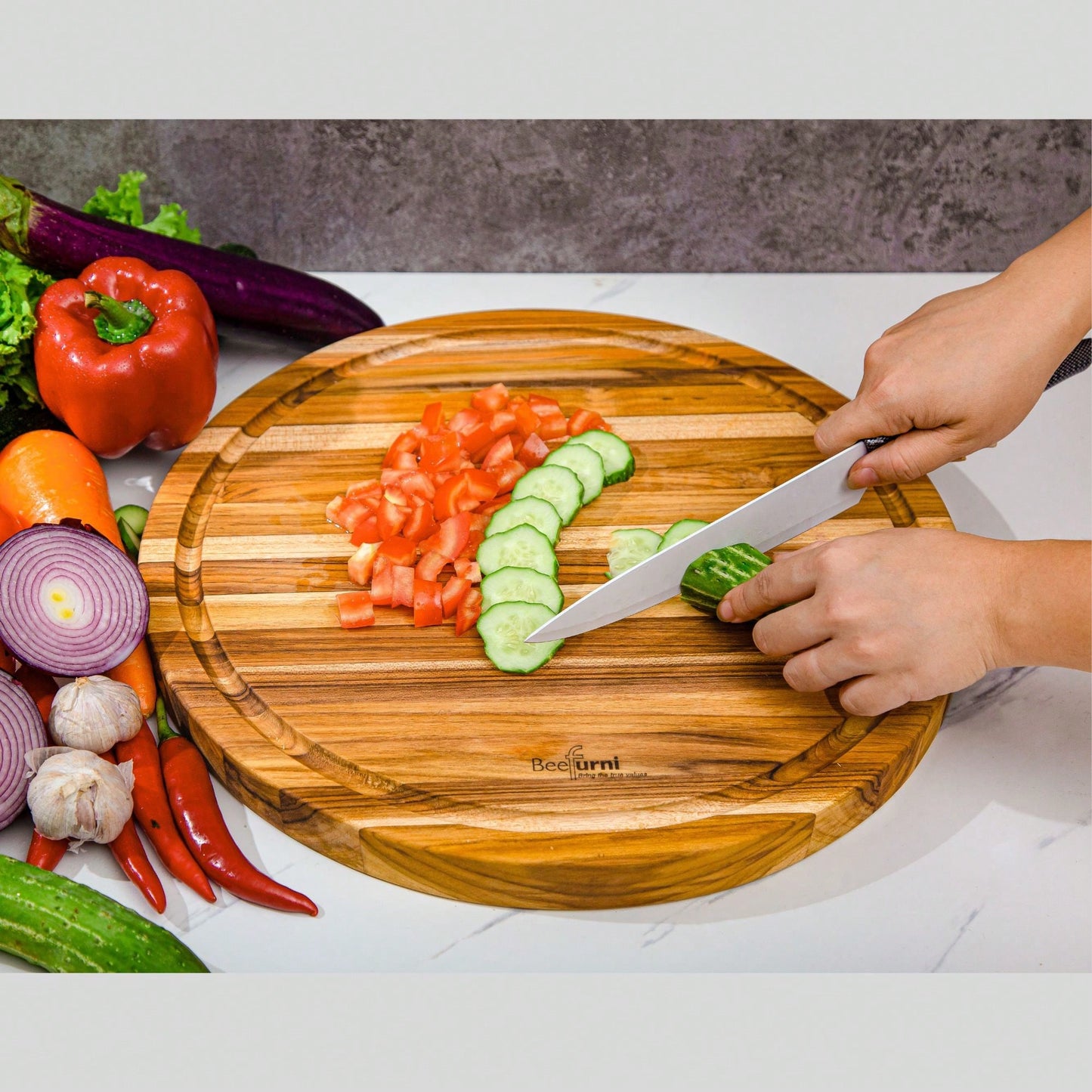 Reversible Chopping Serving Board, Multipurpose Food Safe Thick Board