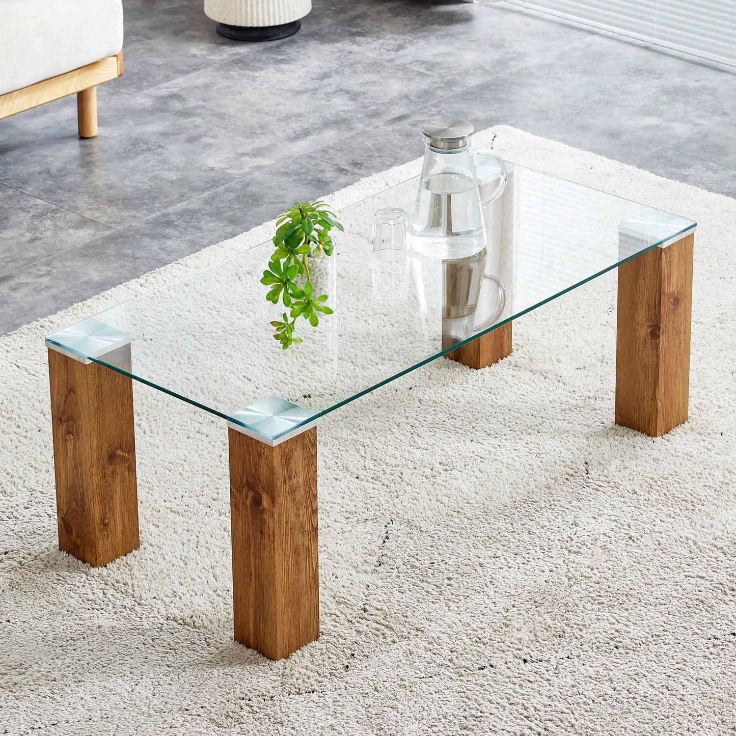 Glass-Top Coffee Table,Tea Table, With MDF Legs - Stylish Blend Of Elegance And Durability.