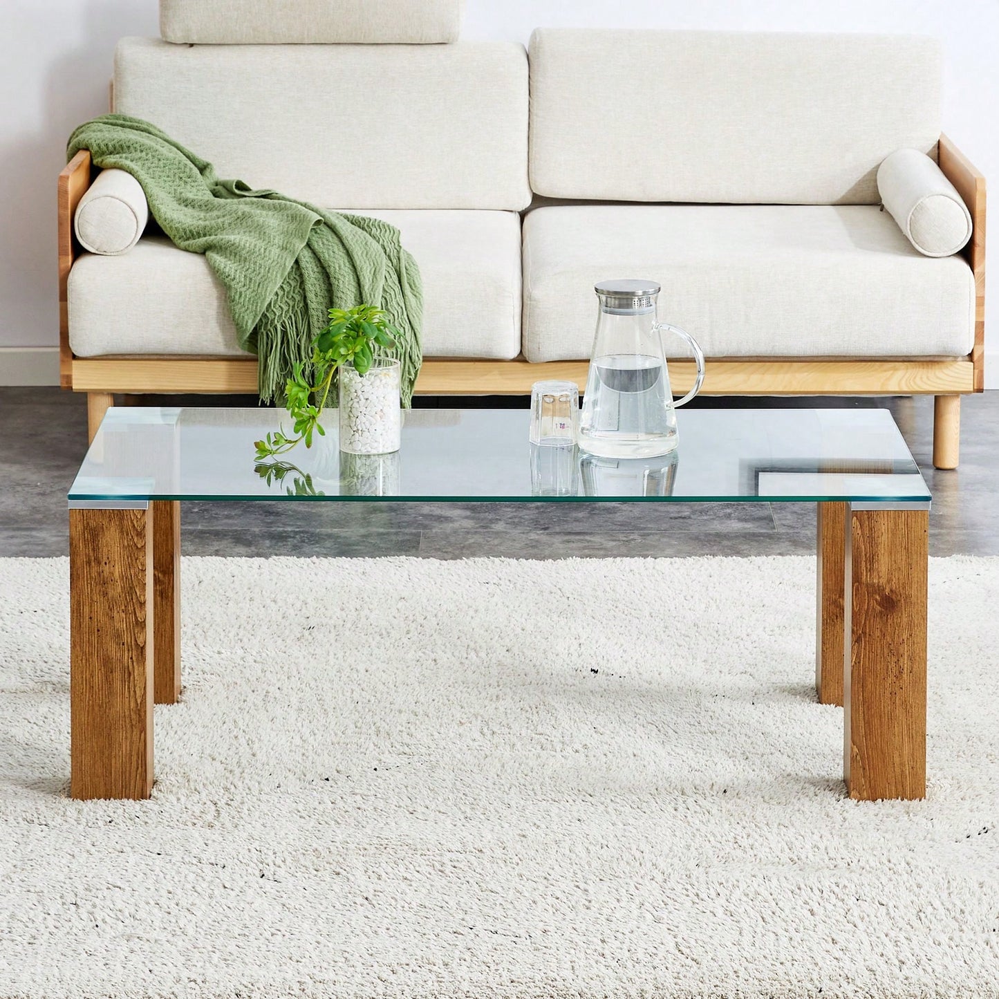 Glass-Top Coffee Table,Tea Table, With MDF Legs - Stylish Blend Of Elegance And Durability.
