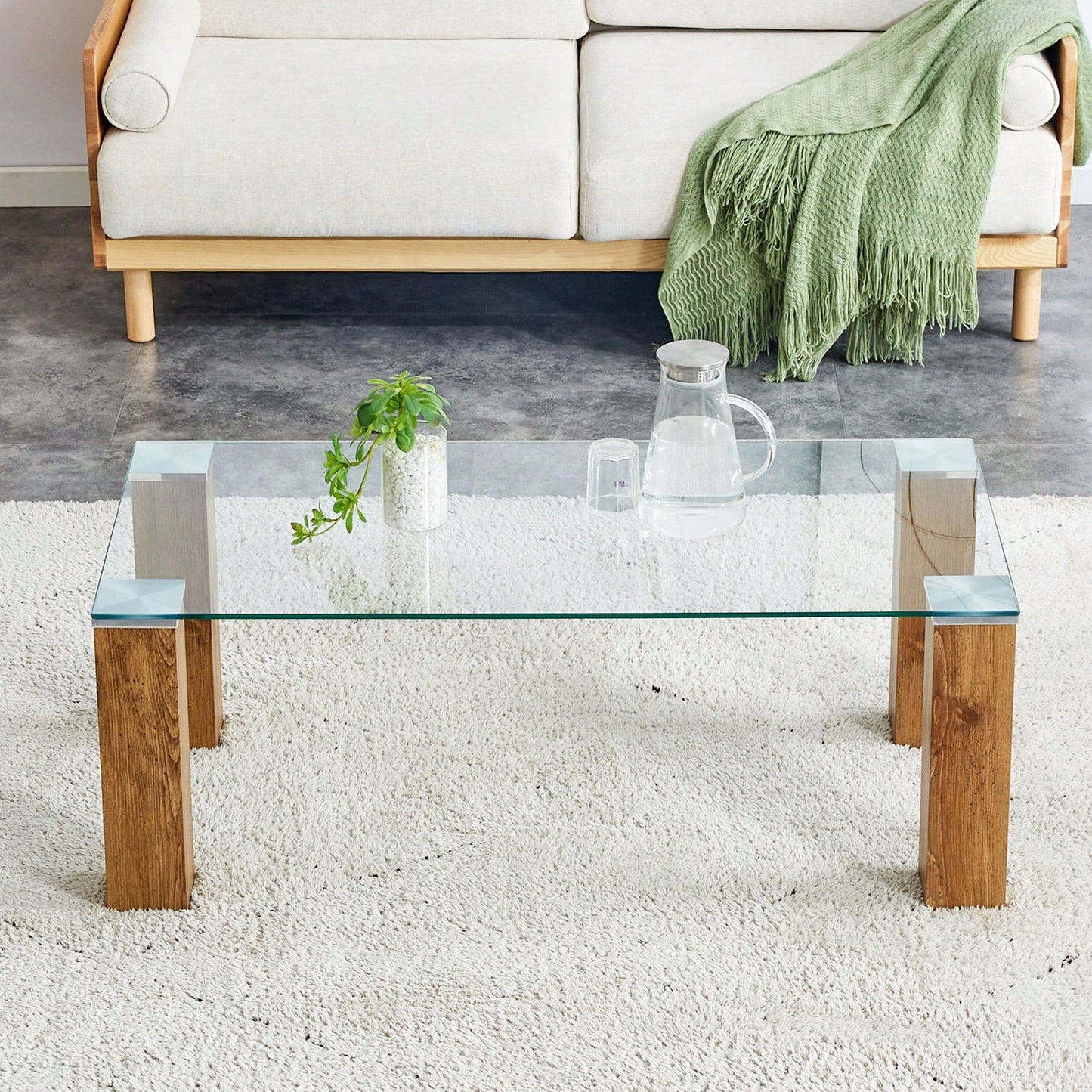 Glass-Top Coffee Table,Tea Table, With MDF Legs - Stylish Blend Of Elegance And Durability.