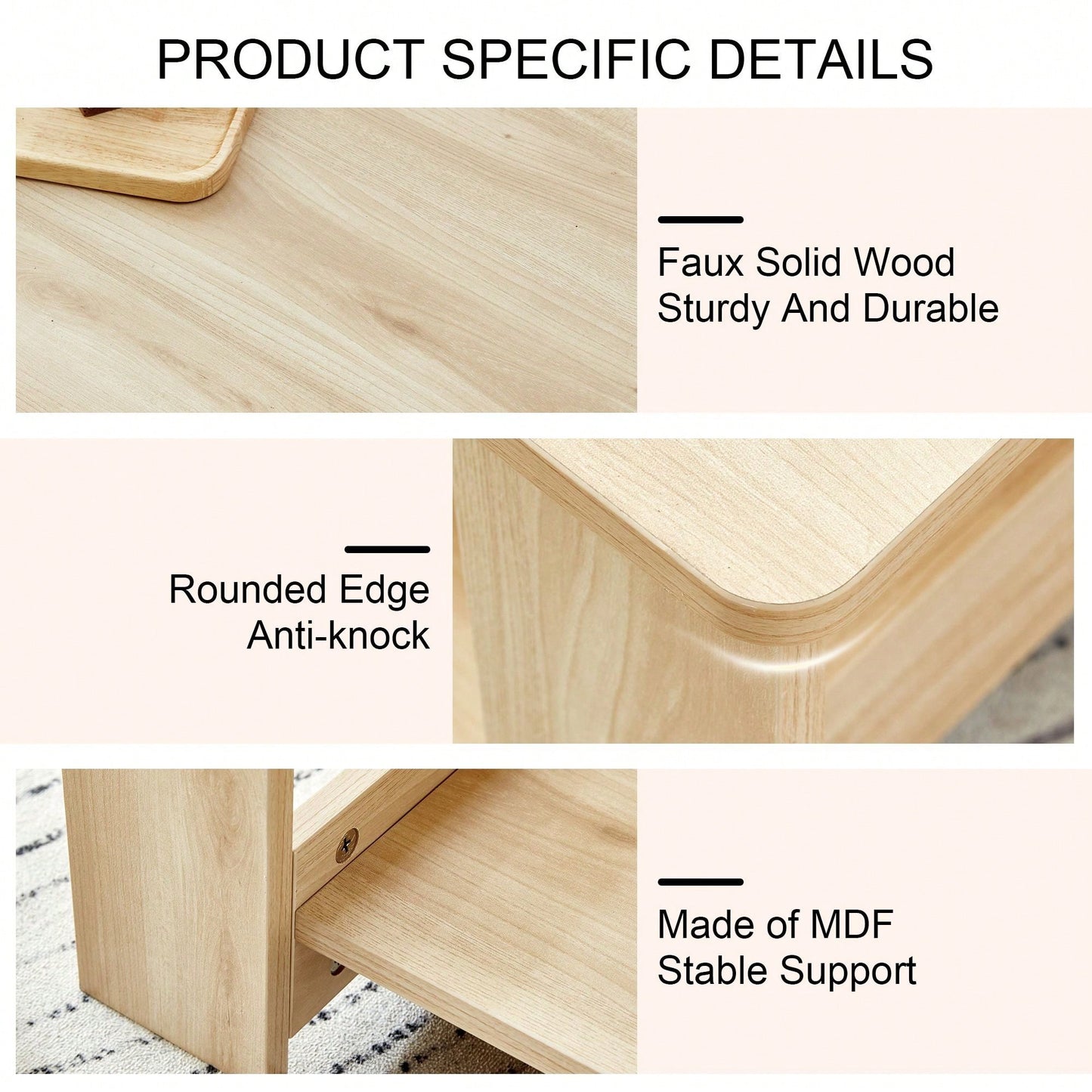 Double Layered Rectangular Coffee Table, Tea Table.MDF Material, Easy To Clean