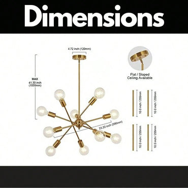 Adjustable Stem Mount Contemporary Ceiling Light for G25 G30 Edison Bulbs Dimmable Design Flat Sloped Ceilings