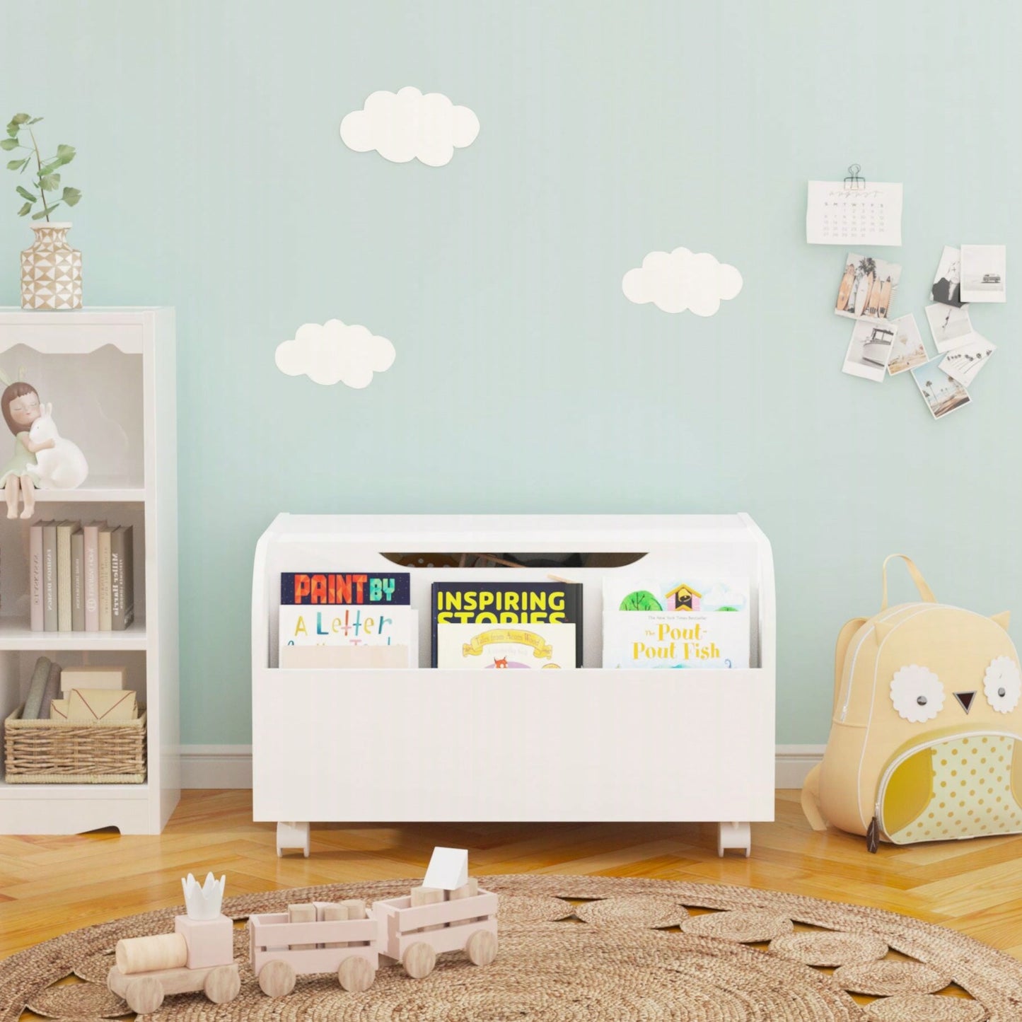 Multi-Purpose Wooden Toy Box With Front Bookshelf, Quality, Easy Assembly, And Versatile Toy Storage Organizer