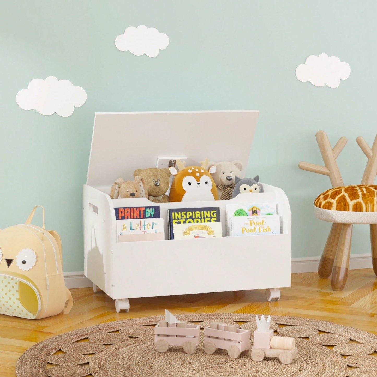 Multi-Purpose Wooden Toy Box With Front Bookshelf, Quality, Easy Assembly, And Versatile Toy Storage Organizer