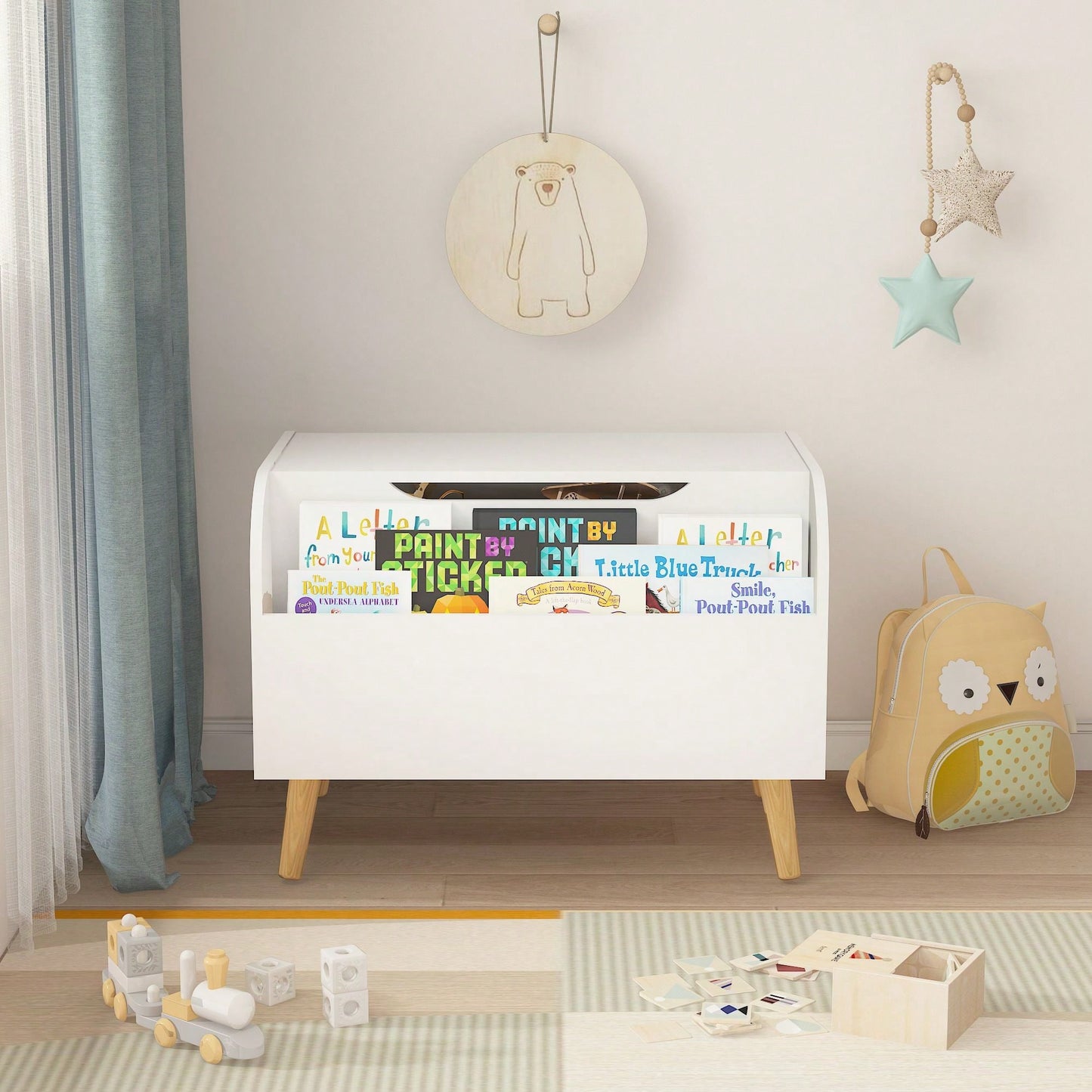 Multi-Purpose Toy Box With Front Bookshelf, Organize And Store Your Child's Belongings