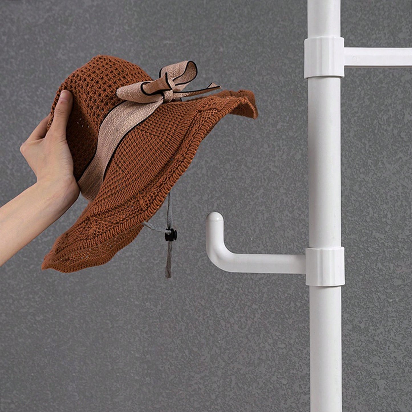 Adjustable Laundry Pole Clothes Drying Rack Coat Hanger DIY Floor To Ceiling Tension Rod Storage Organizer For Indoor, Balcony