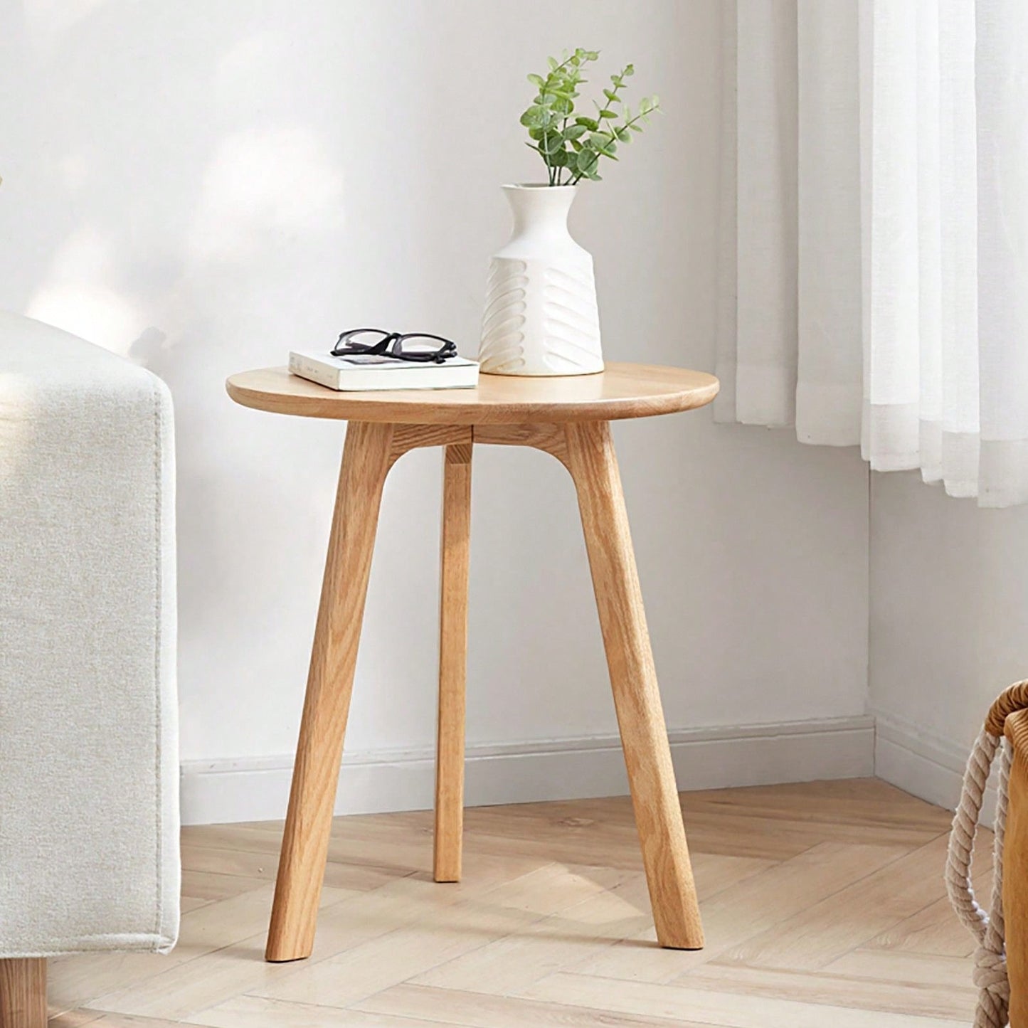 Solid Oak Round Side Table: Stylish, Durable, And Versatile