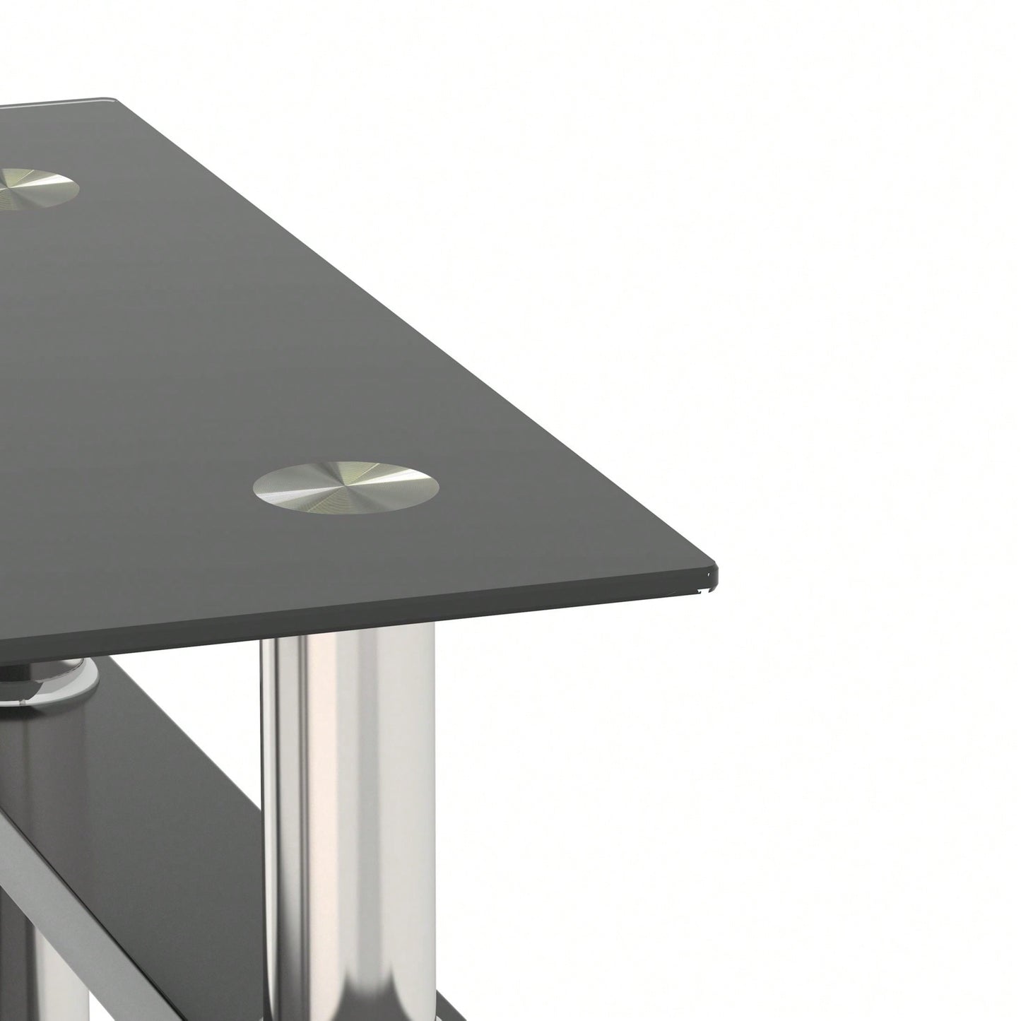 Tempered Glass Side Table With Metal Leg: Elegant Design, Transparent/Frosted Glass Layers, 150lbs Load-Bearing Capacity