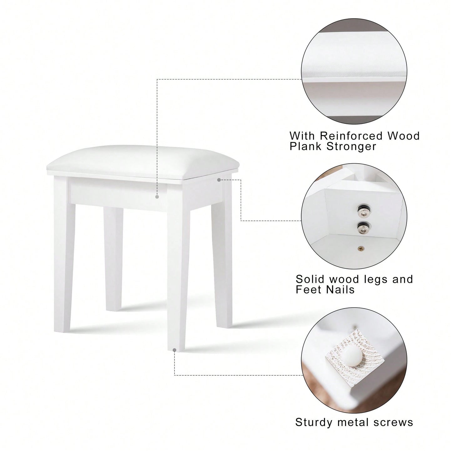 Elegant And Stable Stool With Comfortable Seat And Anti-Slippery Pads