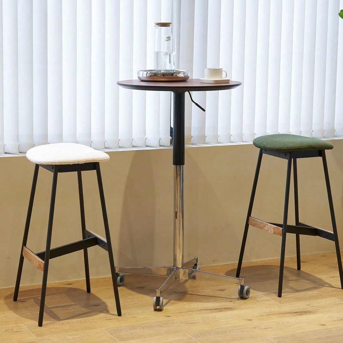 Adjustable Height Bar Table, Portable Pub Table With 360 Swivel Base, Space-Saving Bar Counter For Dining Room, Kitchen, Home Office