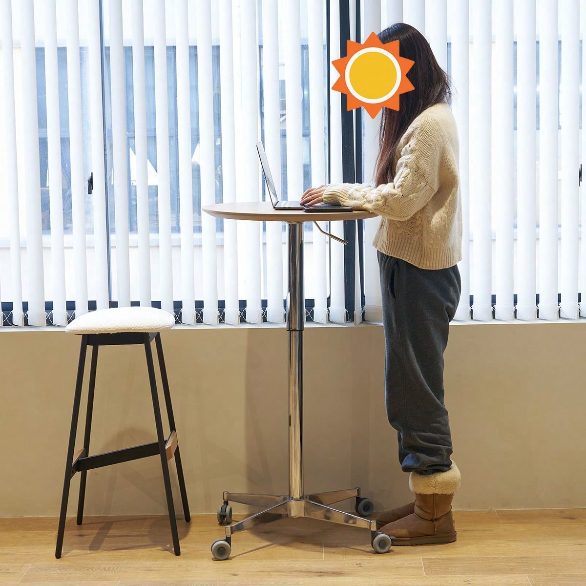 Adjustable Height Bar Table, Portable Pub Table With 360 Swivel Base, Space-Saving Bar Counter For Dining Room, Kitchen, Home Office