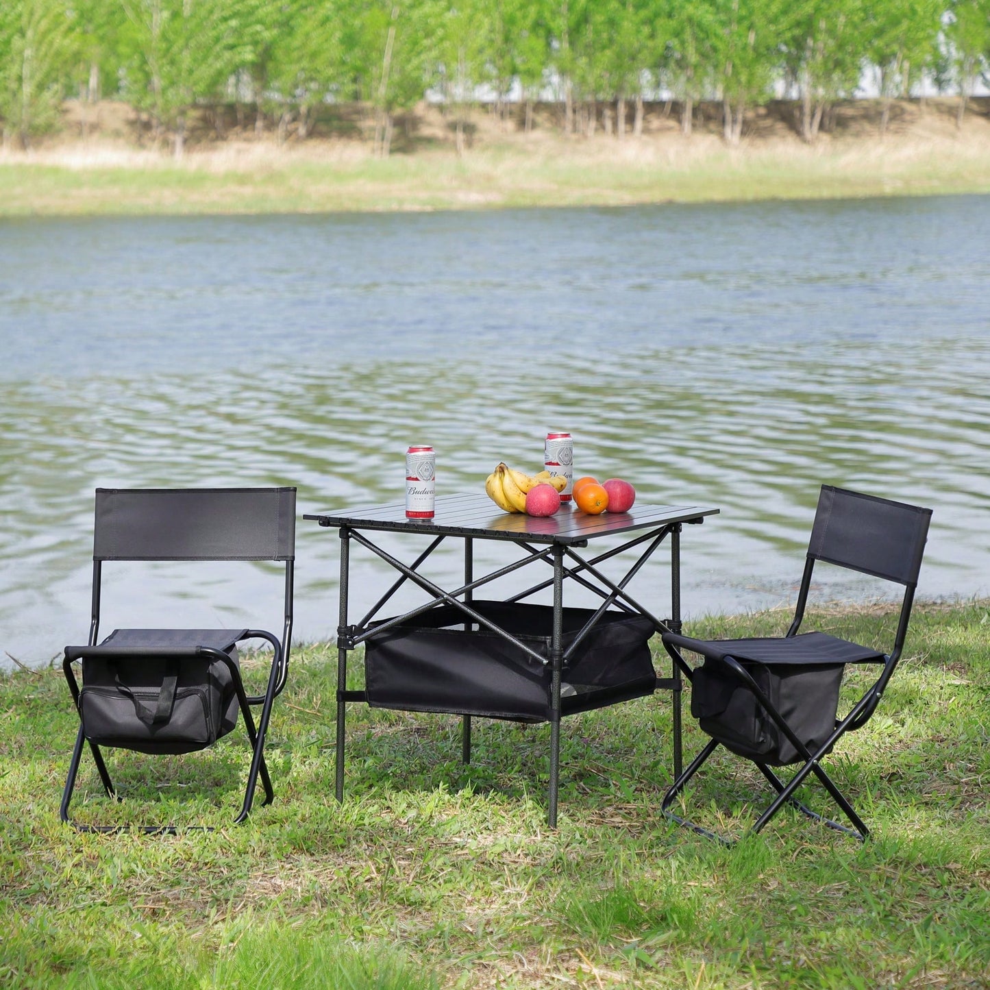 Set Of 3, Versatile And Portable Table And Chair Set With Unique Storage Features
