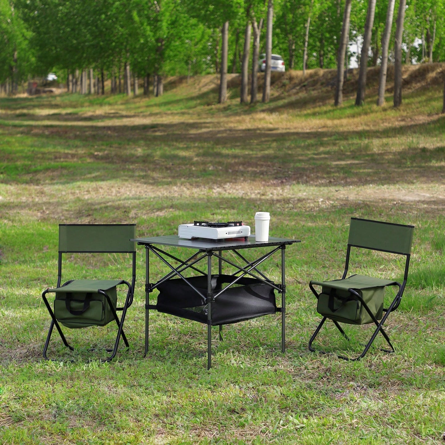 Set Of 3, Versatile And Portable Table And Chair Set With Unique Storage Features