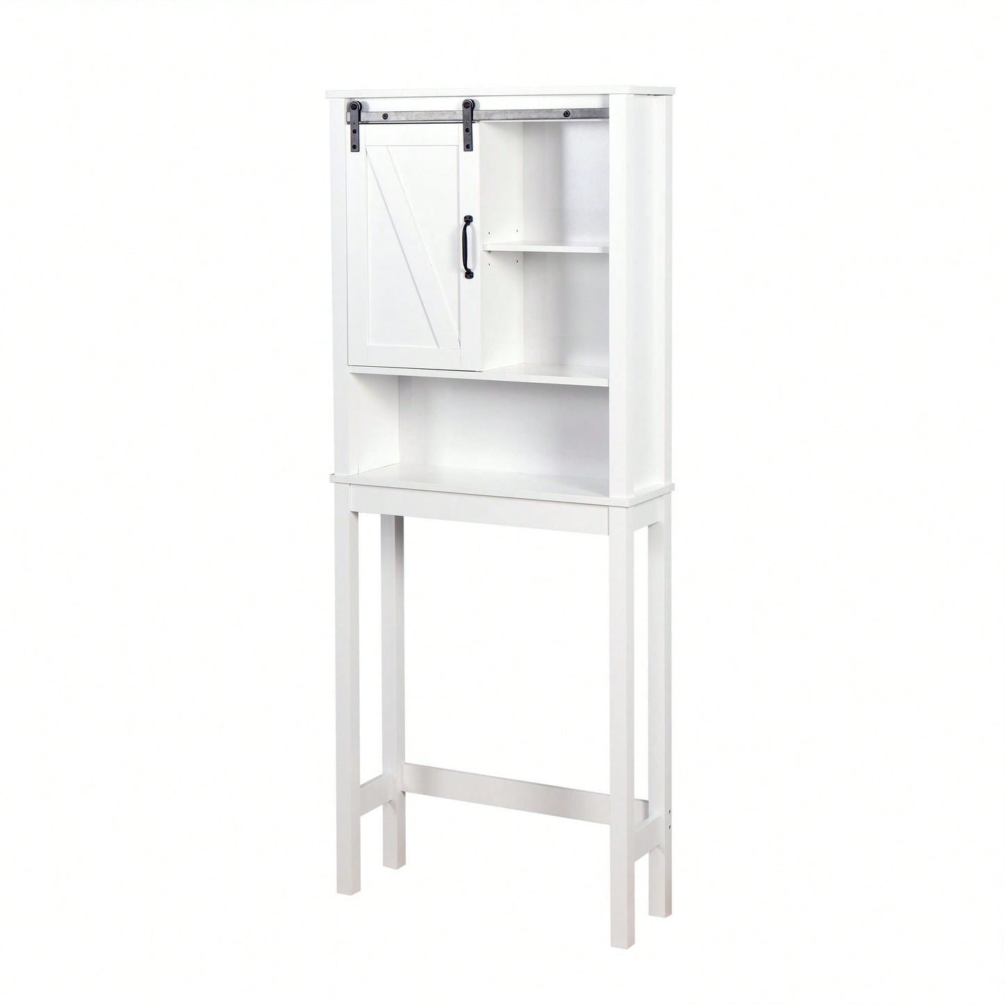Over-The-Toilet Storage Cabinet, Space-Saving Bathroom Cabinet, With Adjustable Shelves And A Barn Door