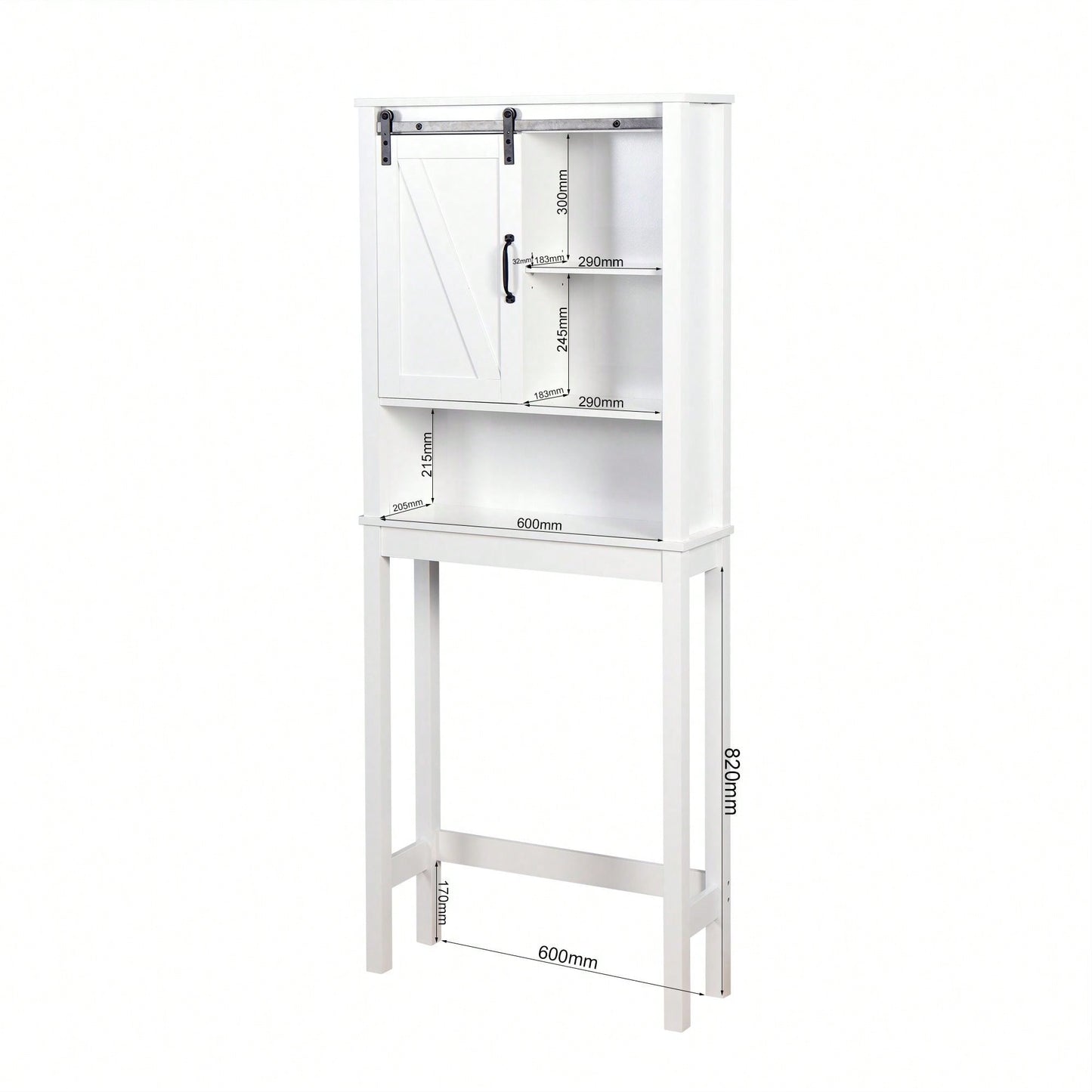 Over-The-Toilet Storage Cabinet, Space-Saving Bathroom Cabinet, With Adjustable Shelves And A Barn Door