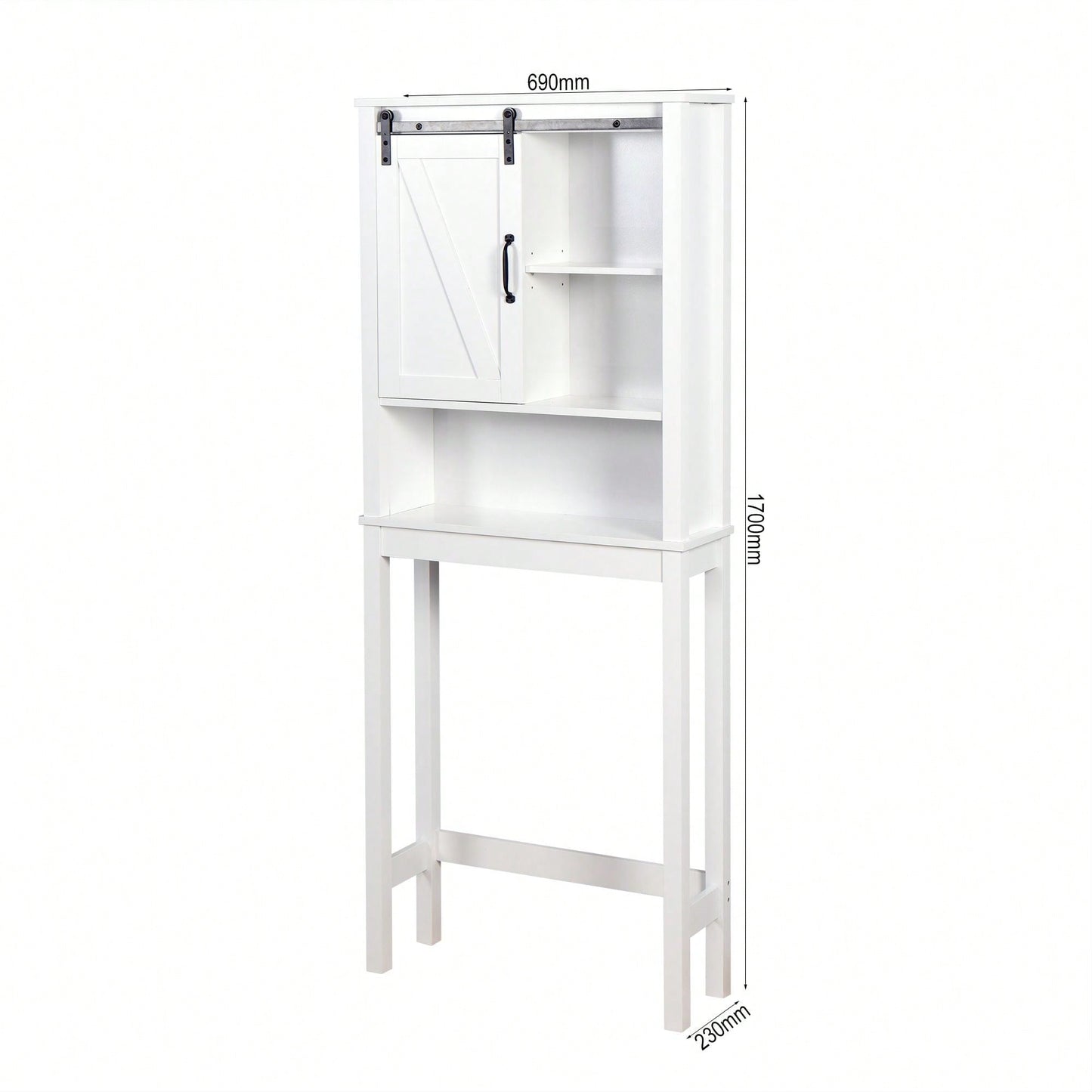 Over-The-Toilet Storage Cabinet, Space-Saving Bathroom Cabinet, With Adjustable Shelves And A Barn Door