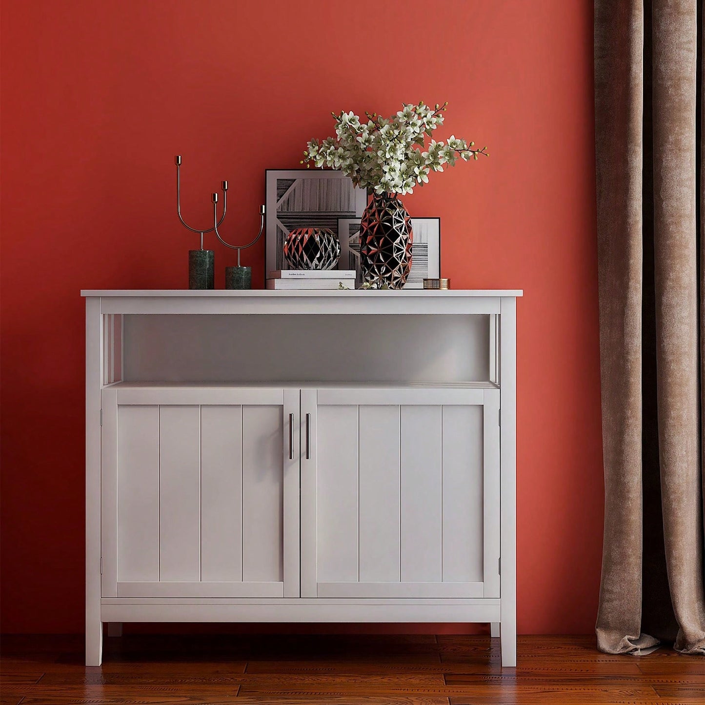 Modern Kitchen Sideboard With Adjustable Shelves And Durable E1 MDF Construction