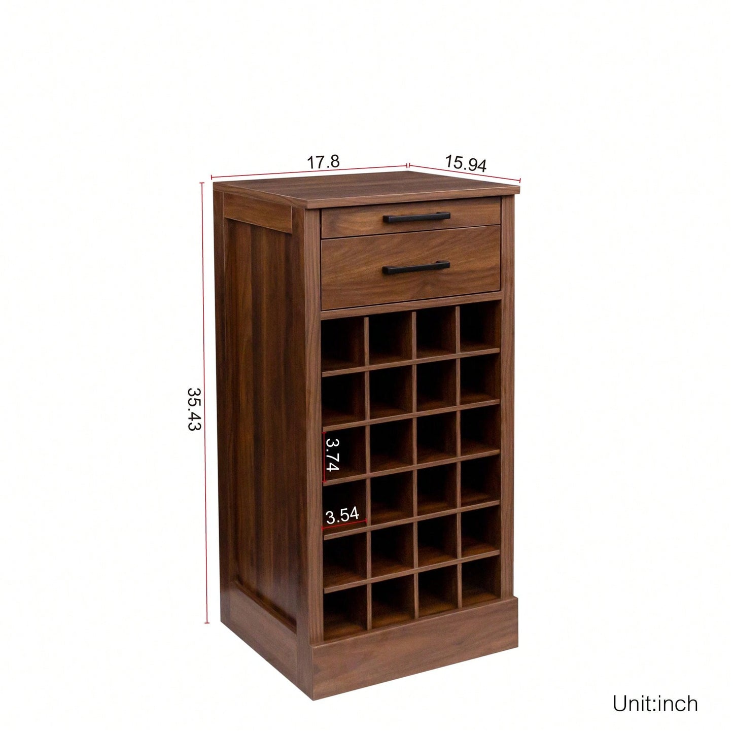 Modular Cabinet 28-Bottle Brown Walnut Color Modular 28  Wine Bar Cabinet Buffet Cabinet