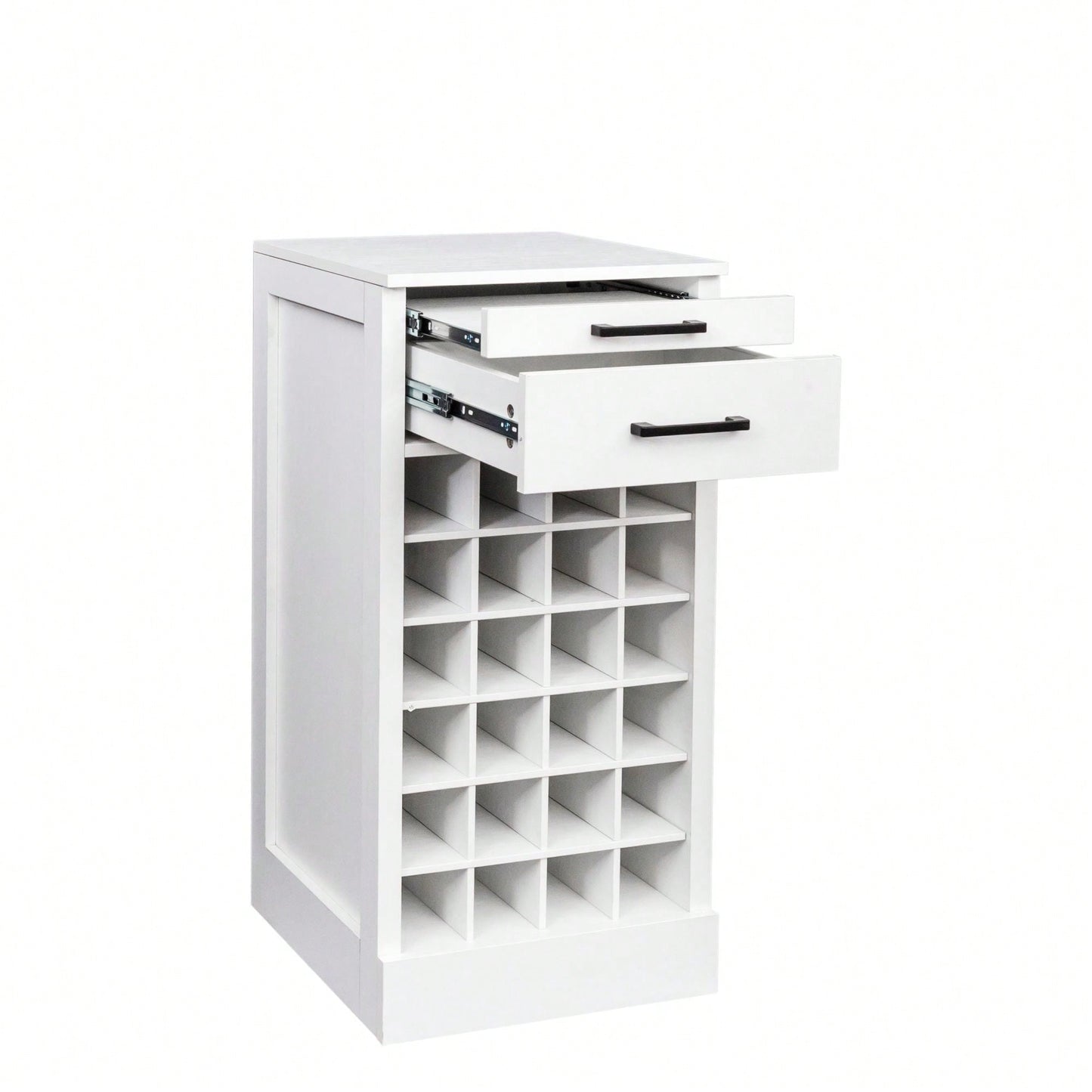 Modular Cabinet 28-Bottle Brown Walnut Color Modular 28  Wine Bar Cabinet Buffet Cabinet