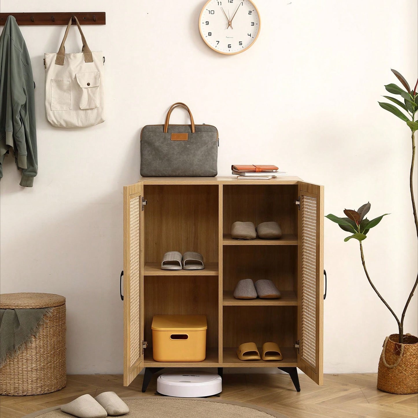 Double-Door Shoe Cabinet With Large Storage Space And Durable Structure