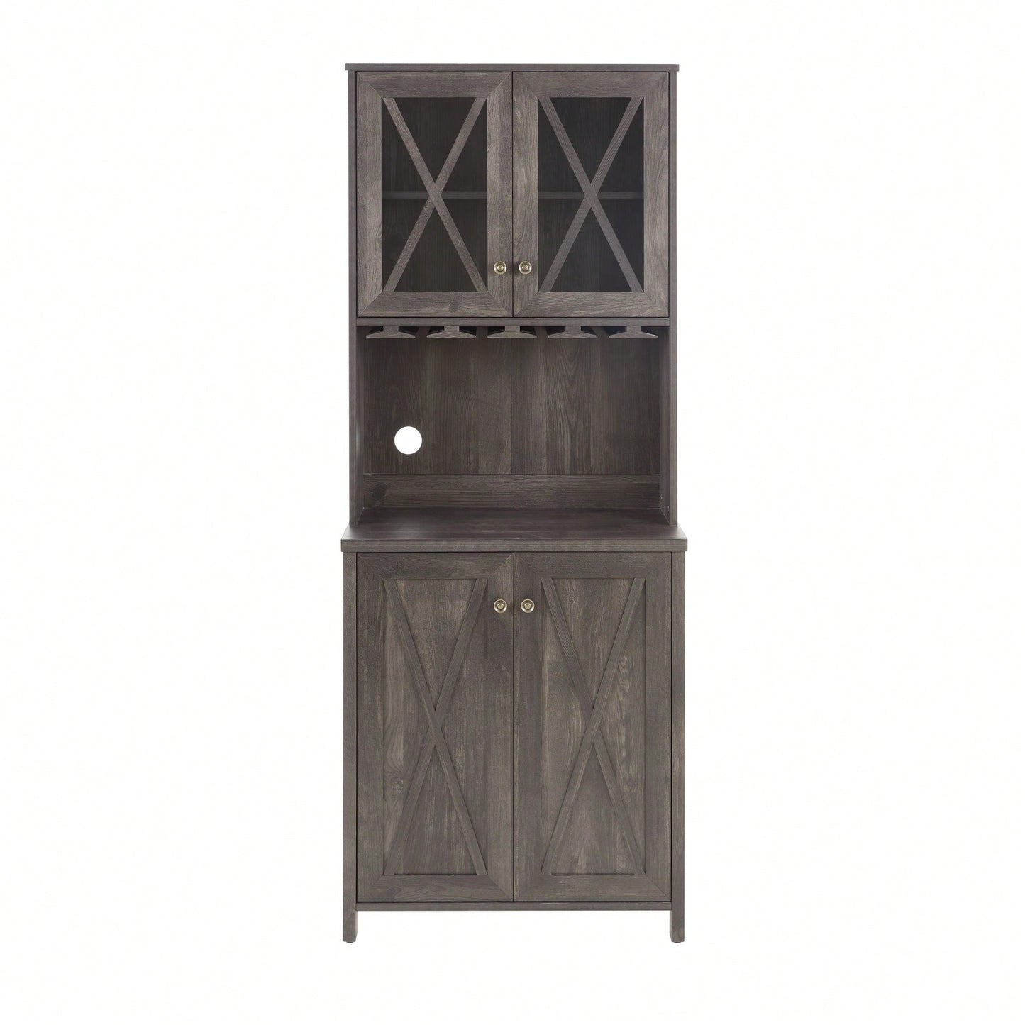 Multi-Purpose Farmhouse Bar Cabinet For Liquor And Glasses, Dining Room Kitchen Cabinet With Wine Rack, Sideboards Buffets Bar Cabinet