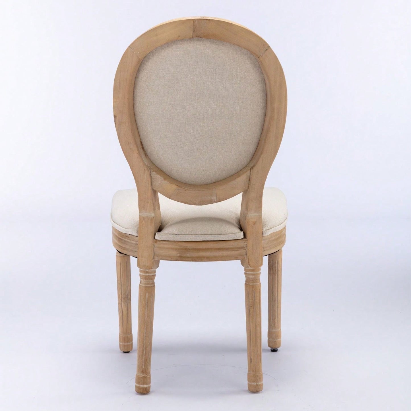 French-Style Solid Wood Frame Antique Painting Linen Fabric Back Dining Chair, Set Of 2
