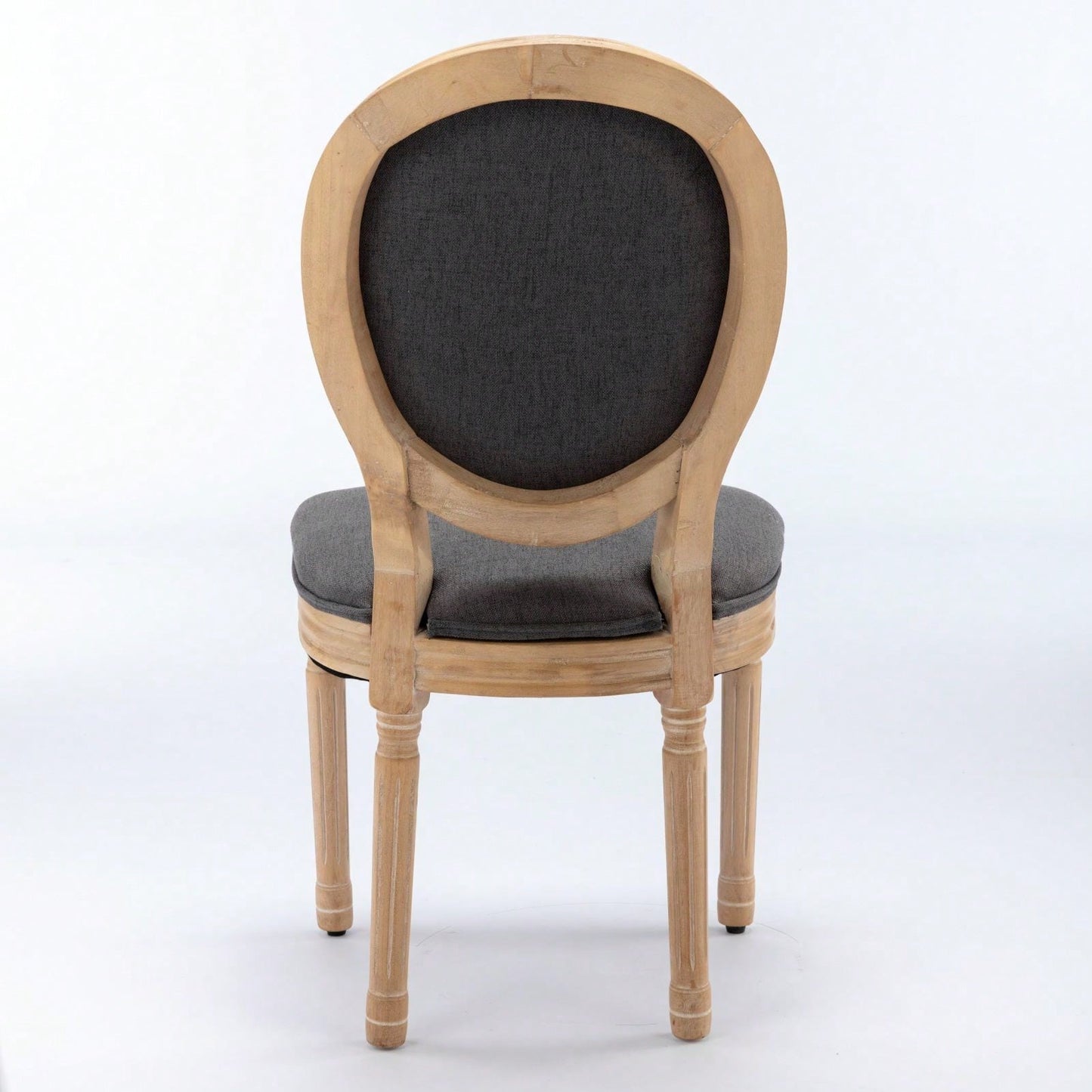 French-Style Solid Wood Frame Antique Painting Linen Fabric Back Dining Chair, Set Of 2