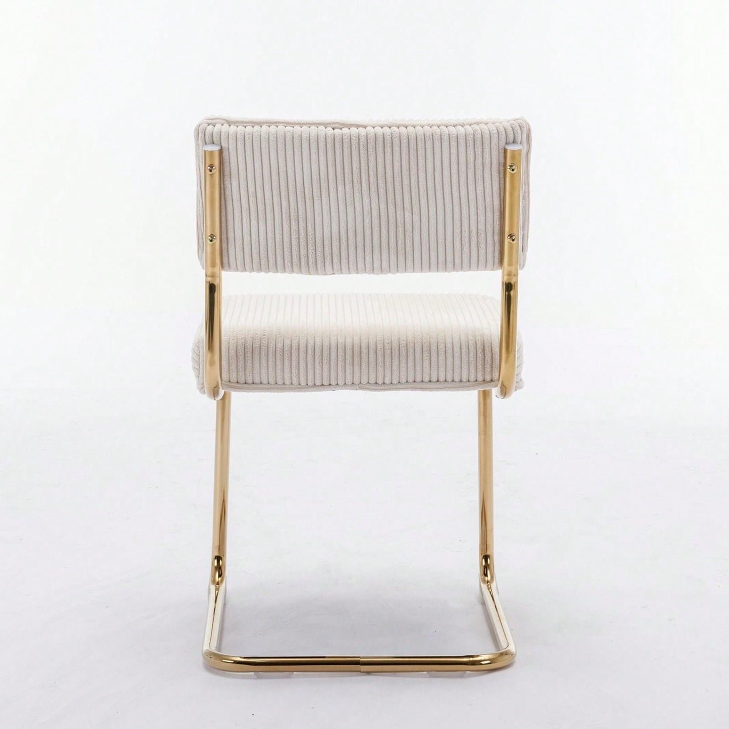 Modern Dining Chairs With Corduroy Fabric,Gold Metal Base, Accent Armless Kitchen Chairs With Channel Tufting,  Side Chairs, Set Of 2