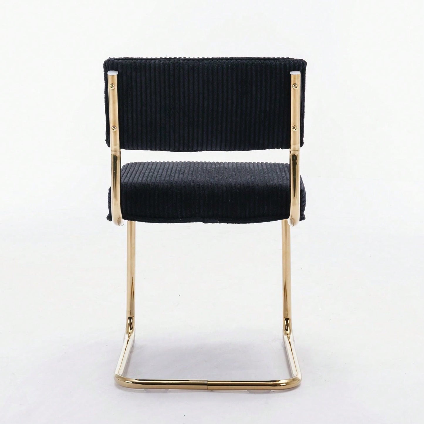Modern Dining Chairs With Corduroy Fabric,Gold Metal Base, Accent Armless Kitchen Chairs With Channel Tufting,  Side Chairs, Set Of 2