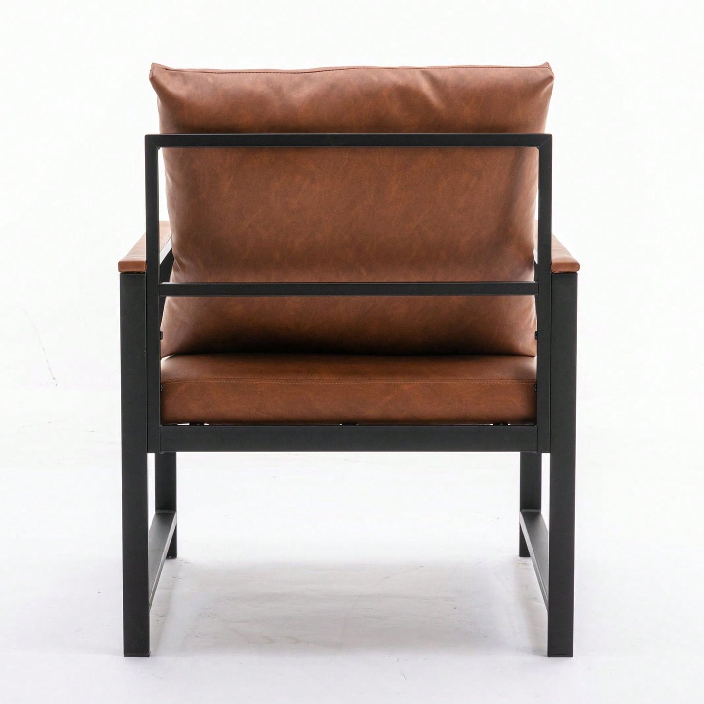 Modern Faux Leather Accent Chair With Black Powder Coated Metal Frame, Single Sofa For Living Room Bedroom