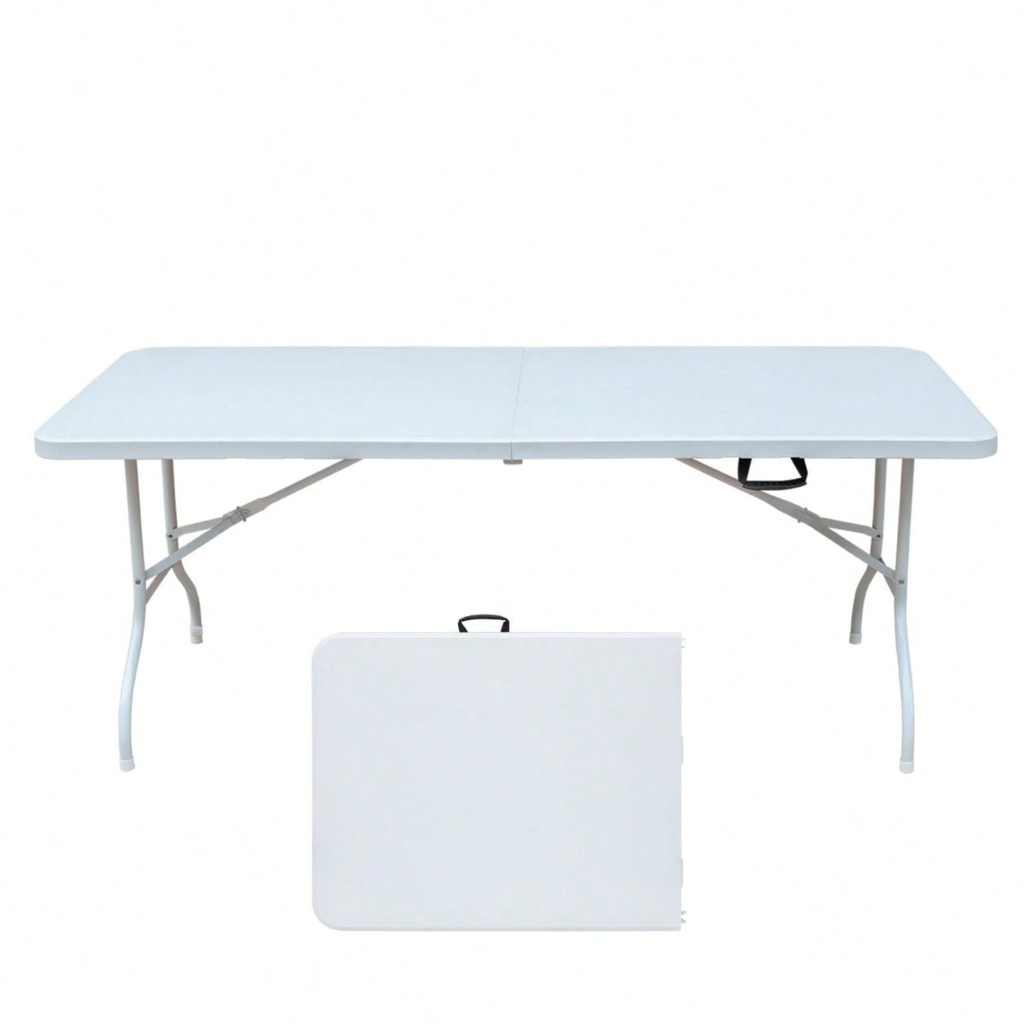6ft Folding Table, Portable Plastic Table For Camping, Picnics, Parties, High Load Bearing Foldable Table