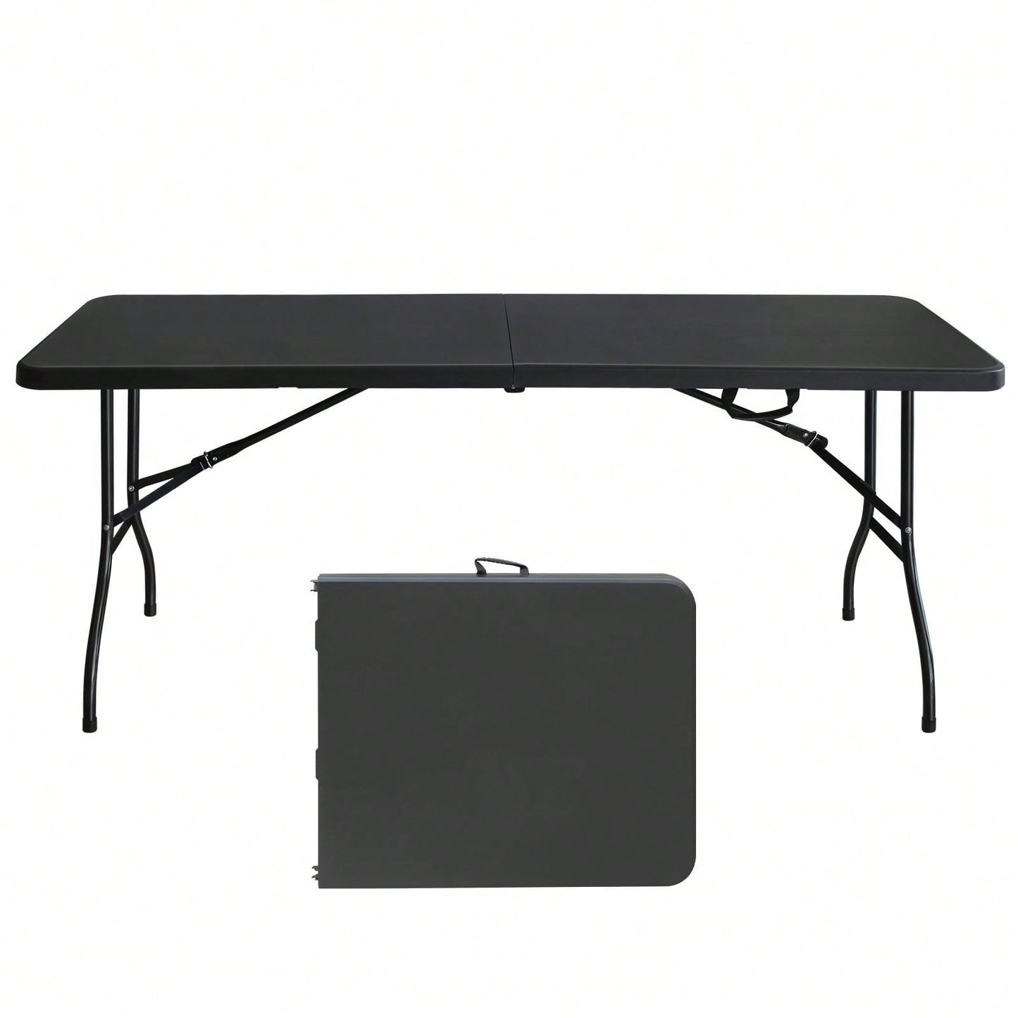 6ft Folding Table, Portable Plastic Table For Camping, Picnics, Parties, High Load Bearing Foldable Table