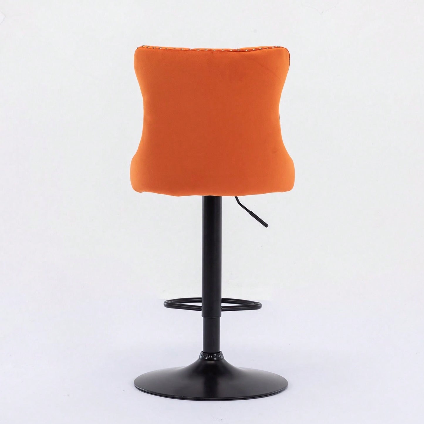 Adjustable Swivel Velvet Bar Stools Set of 2 Comfortable Tufted Back Modern Design for Kitchen Island and Home Pub Orange 25-33 Inch Height