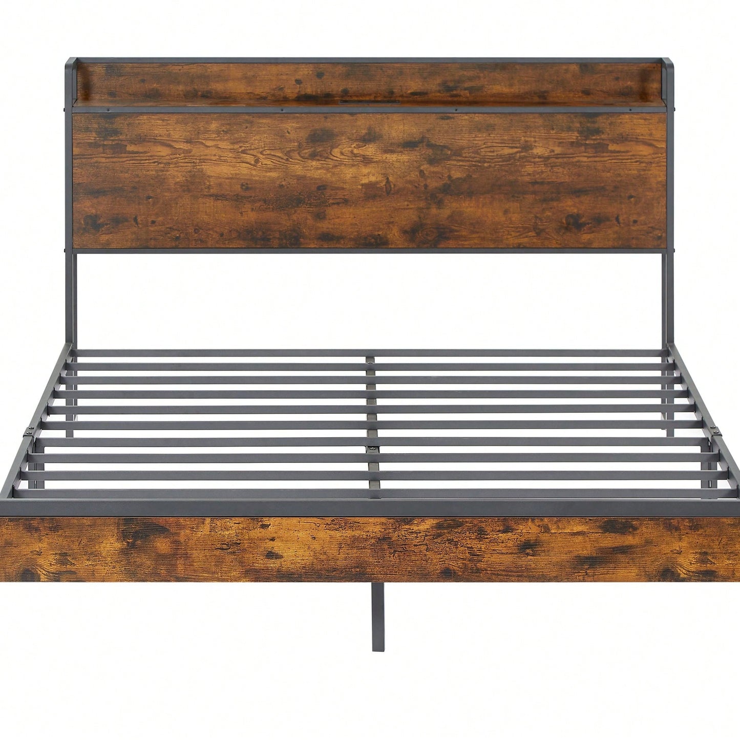 Space-Saving  Queen Size Bed Frame With Charging Station And 1000 Lbs Load-Bearing Capacity