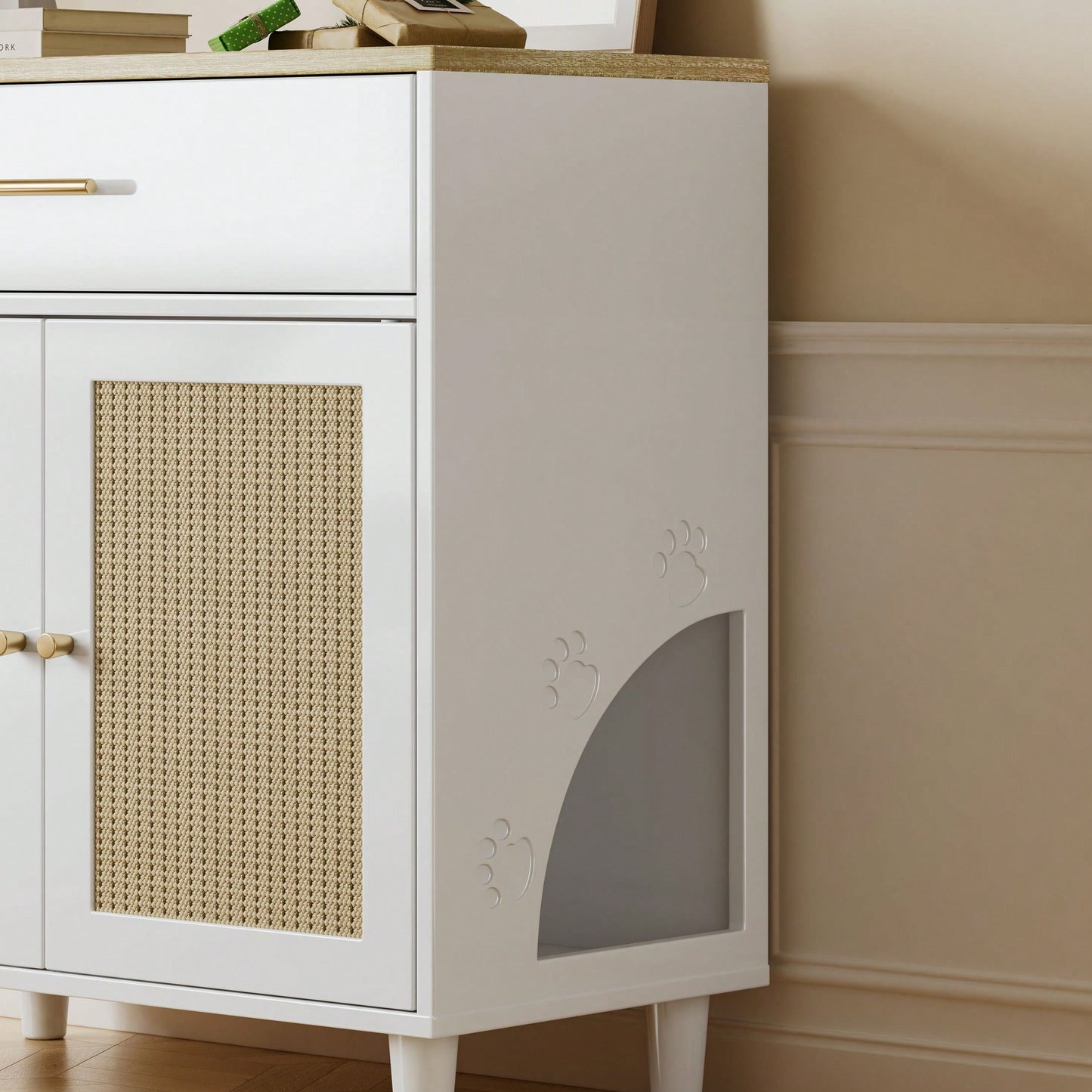 Multi-Functional Pet Cabinet, Fits Most Litter Boxes, With Cat Scratching Board, More Privacy And Less Smell, Tools Free, Easy To Assemble
