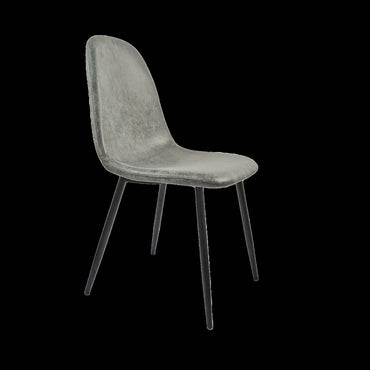 Modern Spoon Shape Dining Chairs Set of 4 Soft Suede Upholstered Accent Chairs with Black Metal Legs for Kitchen and Dining Room