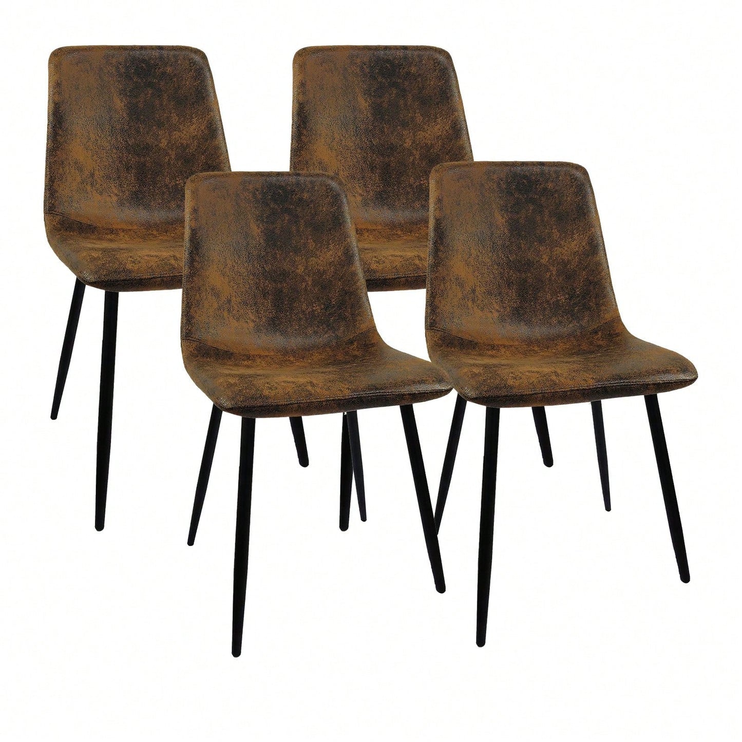 Modern 4-Piece Upholstered Dining Chair Set with Linen Cushion and Sturdy Black Metal Legs for Kitchen and Dining Room