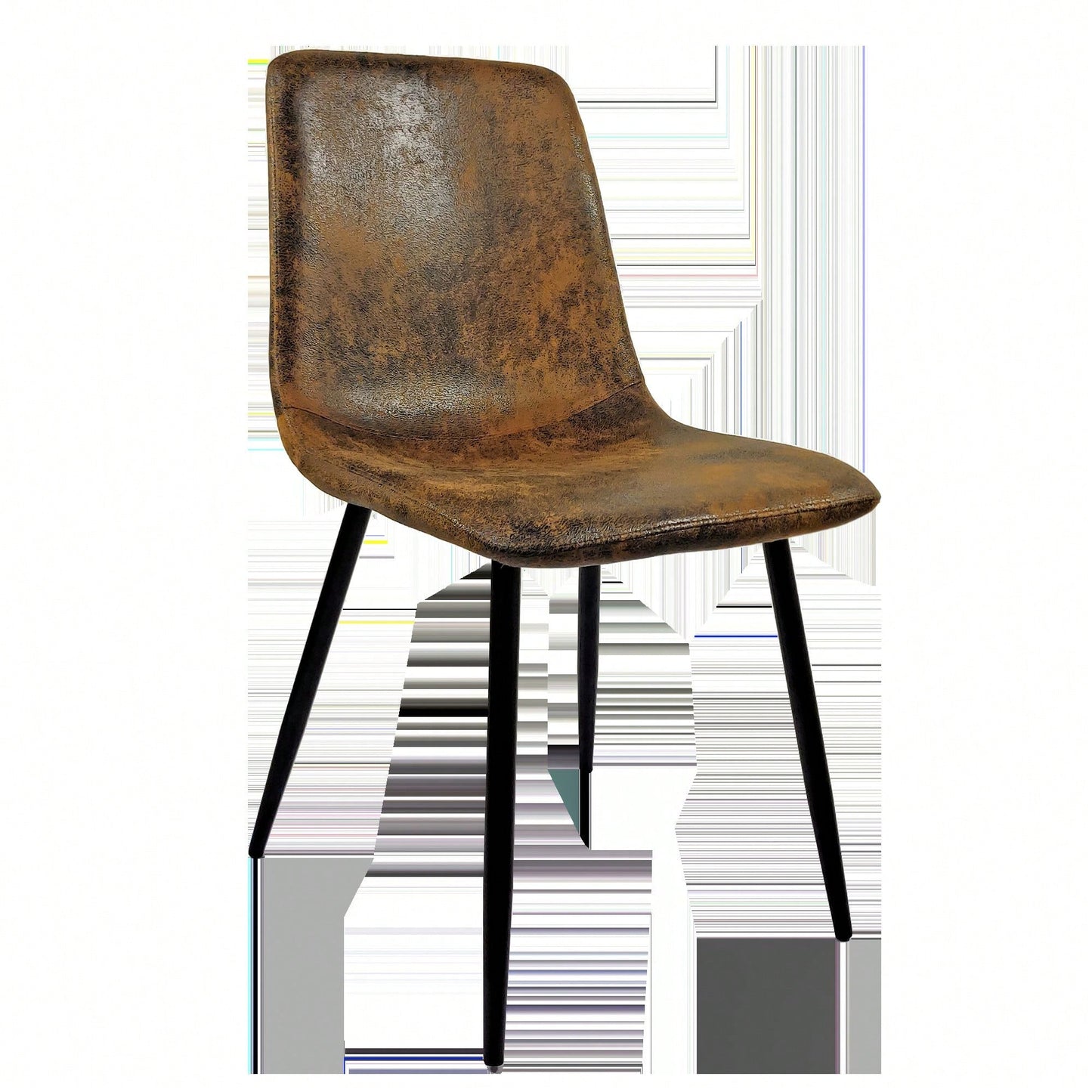 Modern 4-Piece Upholstered Dining Chair Set with Linen Cushion and Sturdy Black Metal Legs for Kitchen and Dining Room