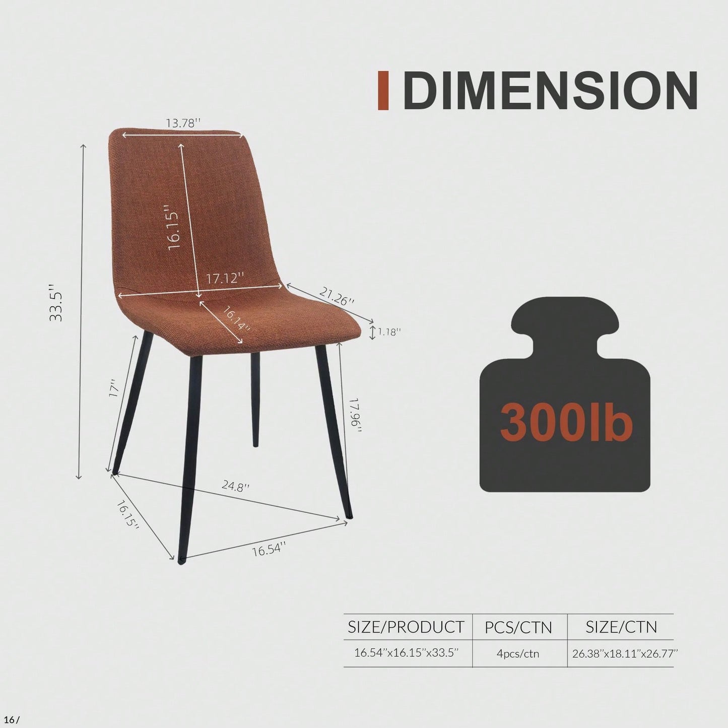 Modern 4-Piece Upholstered Dining Chair Set with Linen Cushion and Sturdy Black Metal Legs for Kitchen and Dining Room
