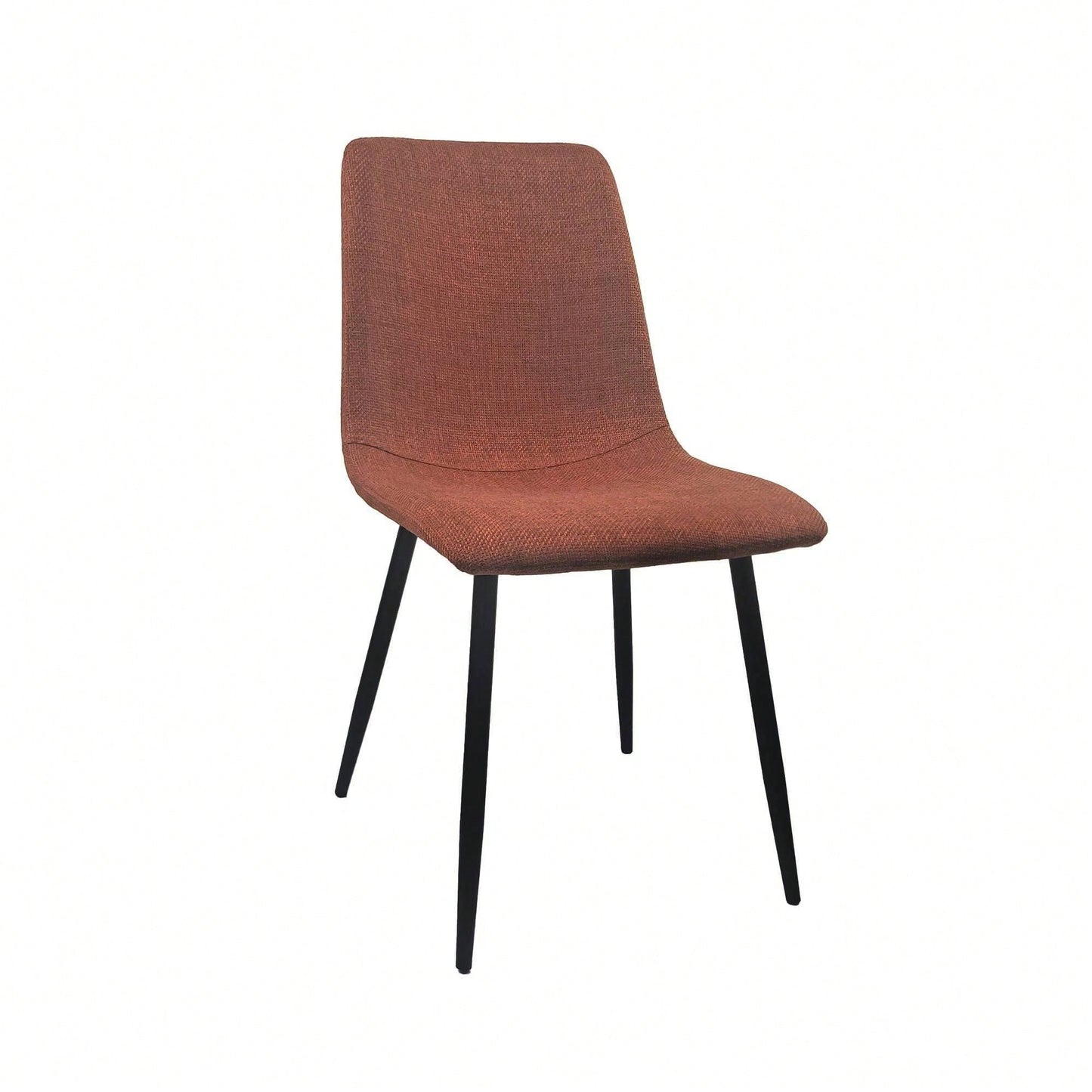 Modern 4-Piece Upholstered Dining Chair Set with Linen Cushion and Sturdy Black Metal Legs for Kitchen and Dining Room
