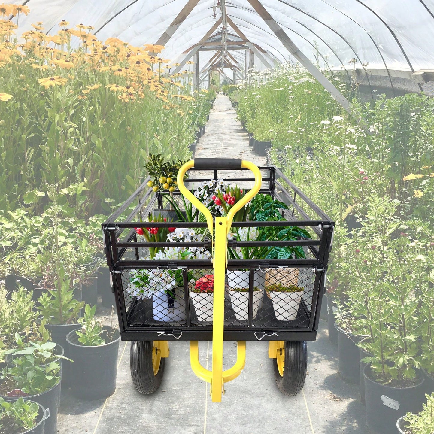 Heavy Duty Steel Garden Cart With 1400 Lbs Capacity And Versatile Features