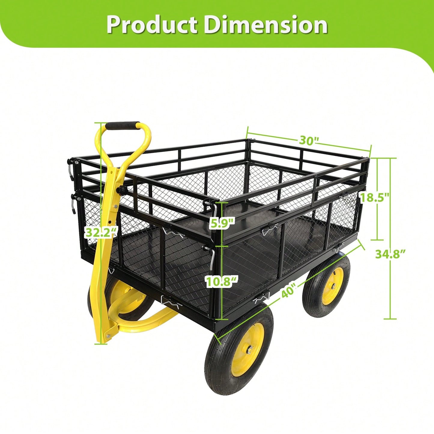 Heavy Duty Steel Garden Cart With 1400 Lbs Capacity And Versatile Features