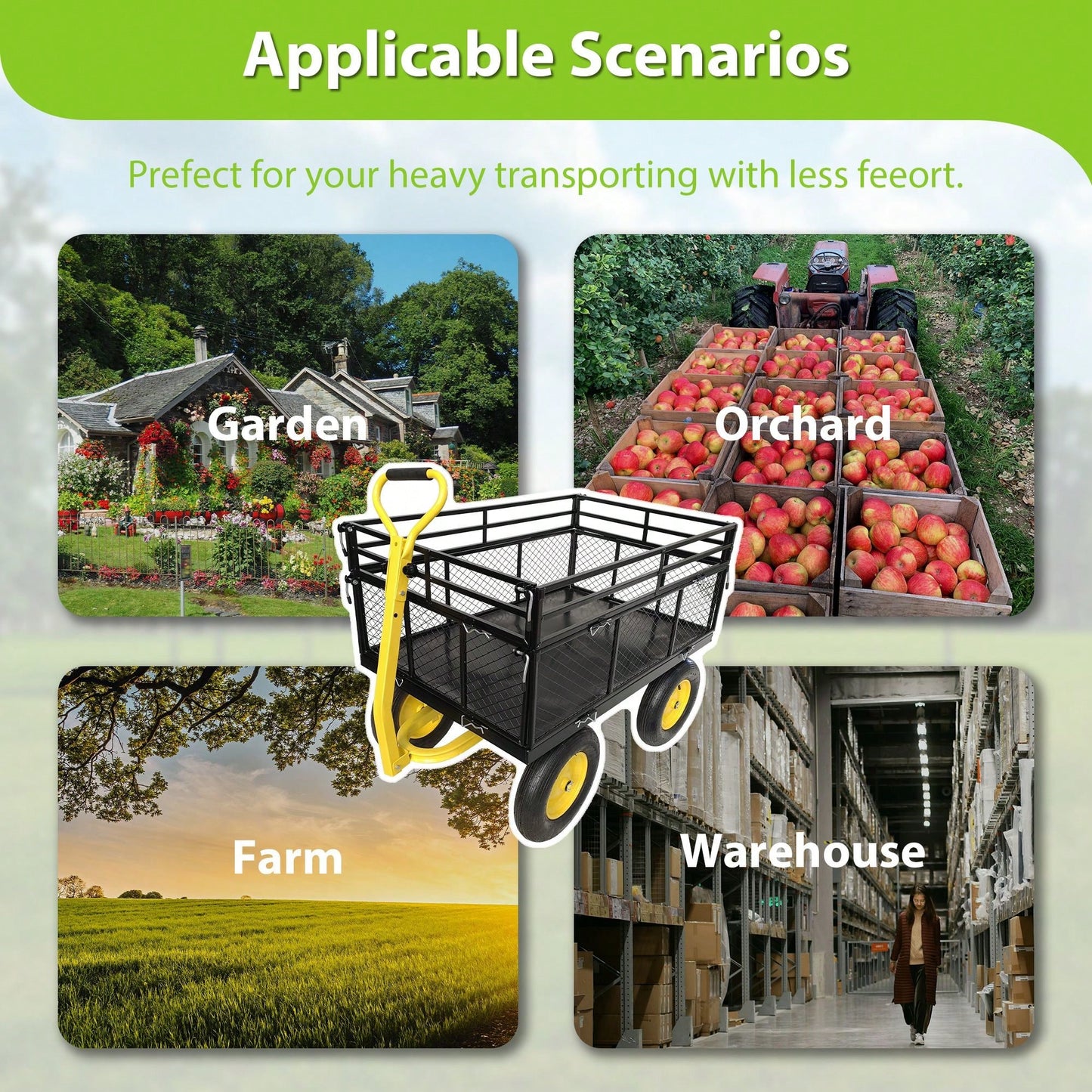 Heavy Duty Steel Garden Cart With 1400 Lbs Capacity And Versatile Features